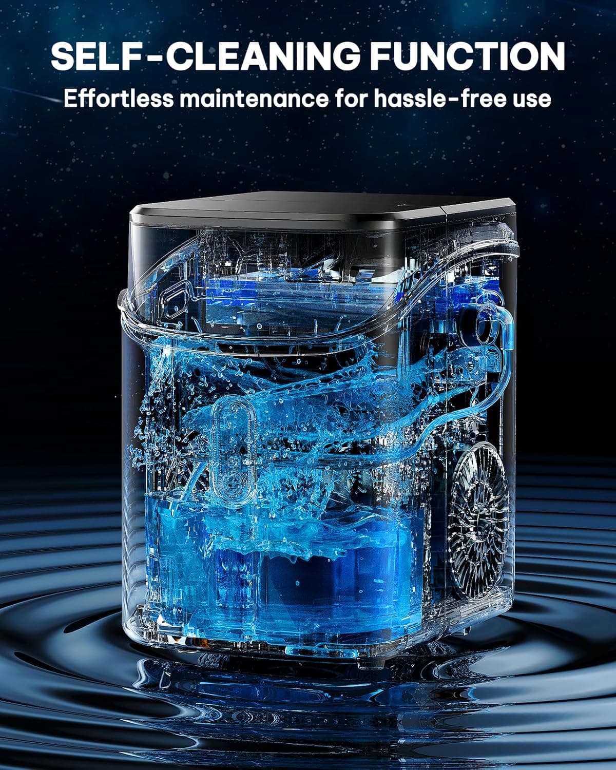 Silonn Nugget Ice Maker Countertop, Pebble Ice Makers with Crushed Soft Chewable Ice, 33lbs Per Day with Scoop, Pellet Portable Ice Machines with Auto-Cleaning for Home, Kitchen, Office, Black Gloss black 33lbs - Image 7