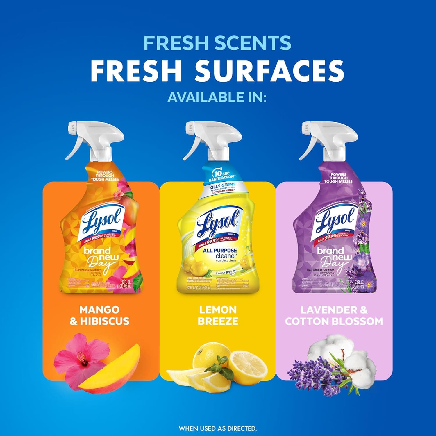 Lysol All Purpose Cleaner Spray, Multi-Purpose Disinfecting Spray, Kitchen & Bathroom Cleaner, Lemon Breeze Scent, 32 Fl Oz Lemon Breeze 32 Fl Oz (Pack of 1) - Image 6