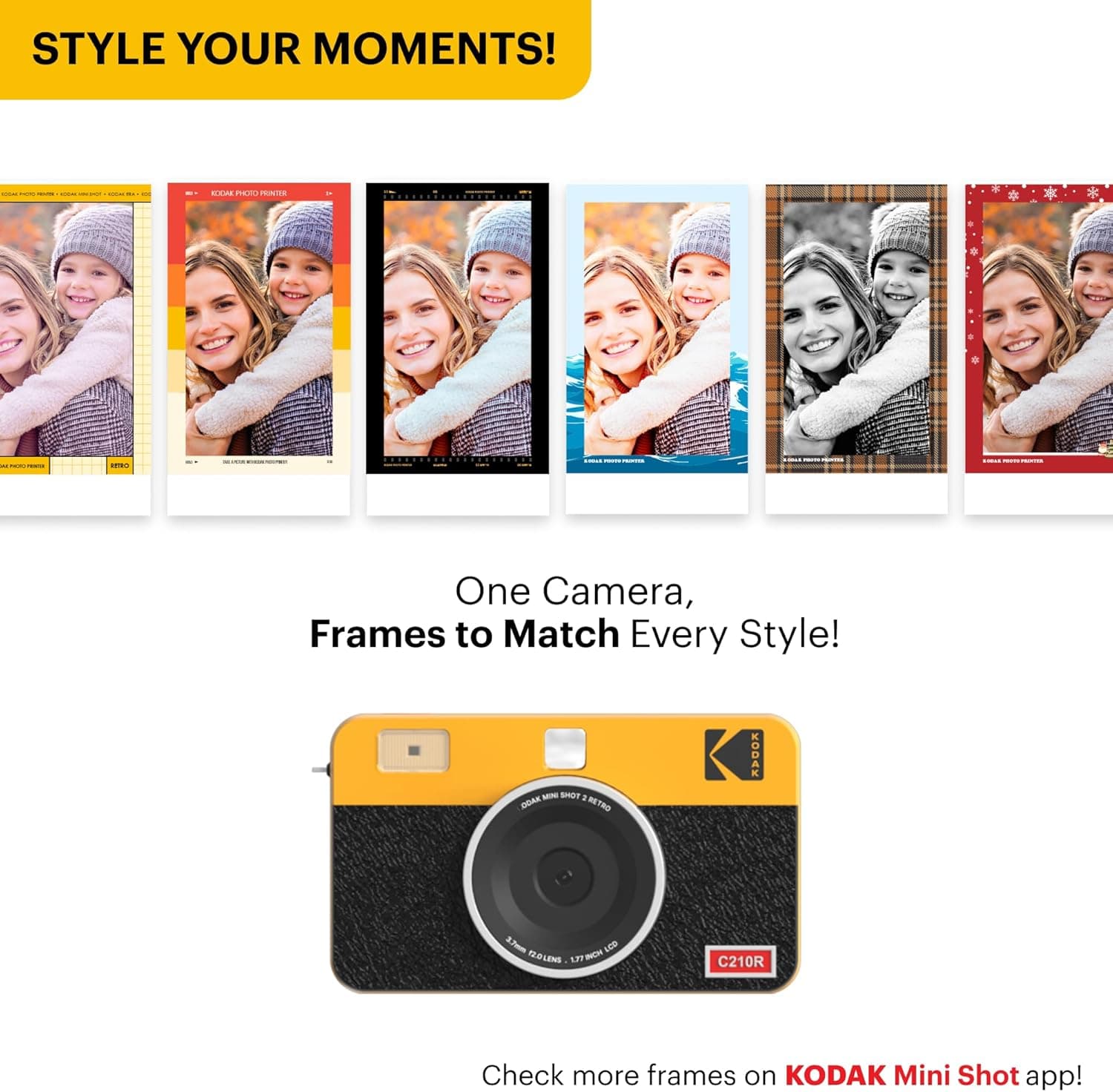 KODAK Mini Shot 2 Retro 4PASS 2-in-1 Instant Digital Camera and Photo Printer (2.1x3.4 inches) Initial 8 Sheets + 30 Sheets Bundle, White White 2x3 Camera + 38 Sheets - Image 8