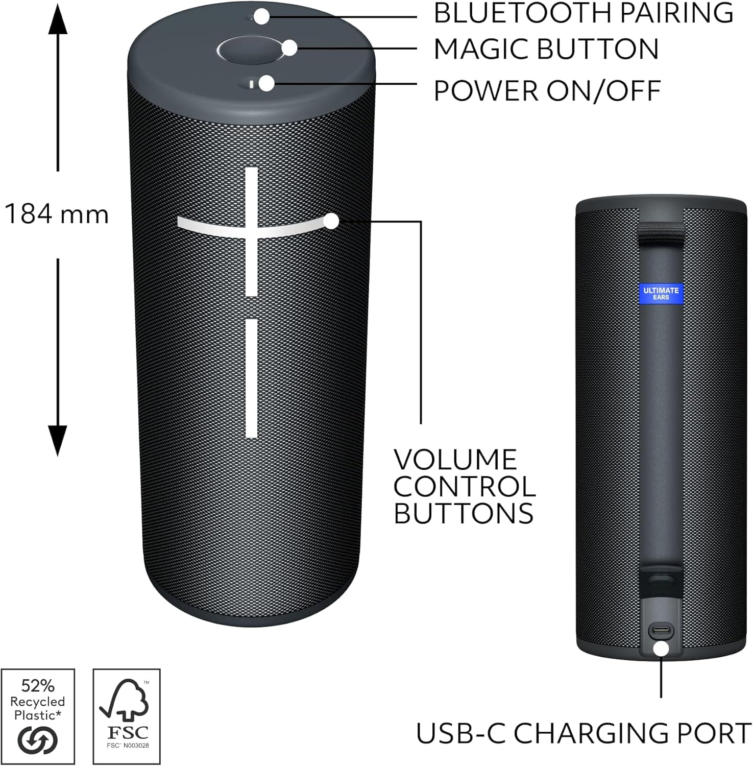 Ultimate Ears Boom 4 Portable Waterproof Bluetooth Speaker with 360-Degree Immersive Sound, Outdoor Floating Speaker, 15-Hour Battery, 147ft Range - Black - Image 7