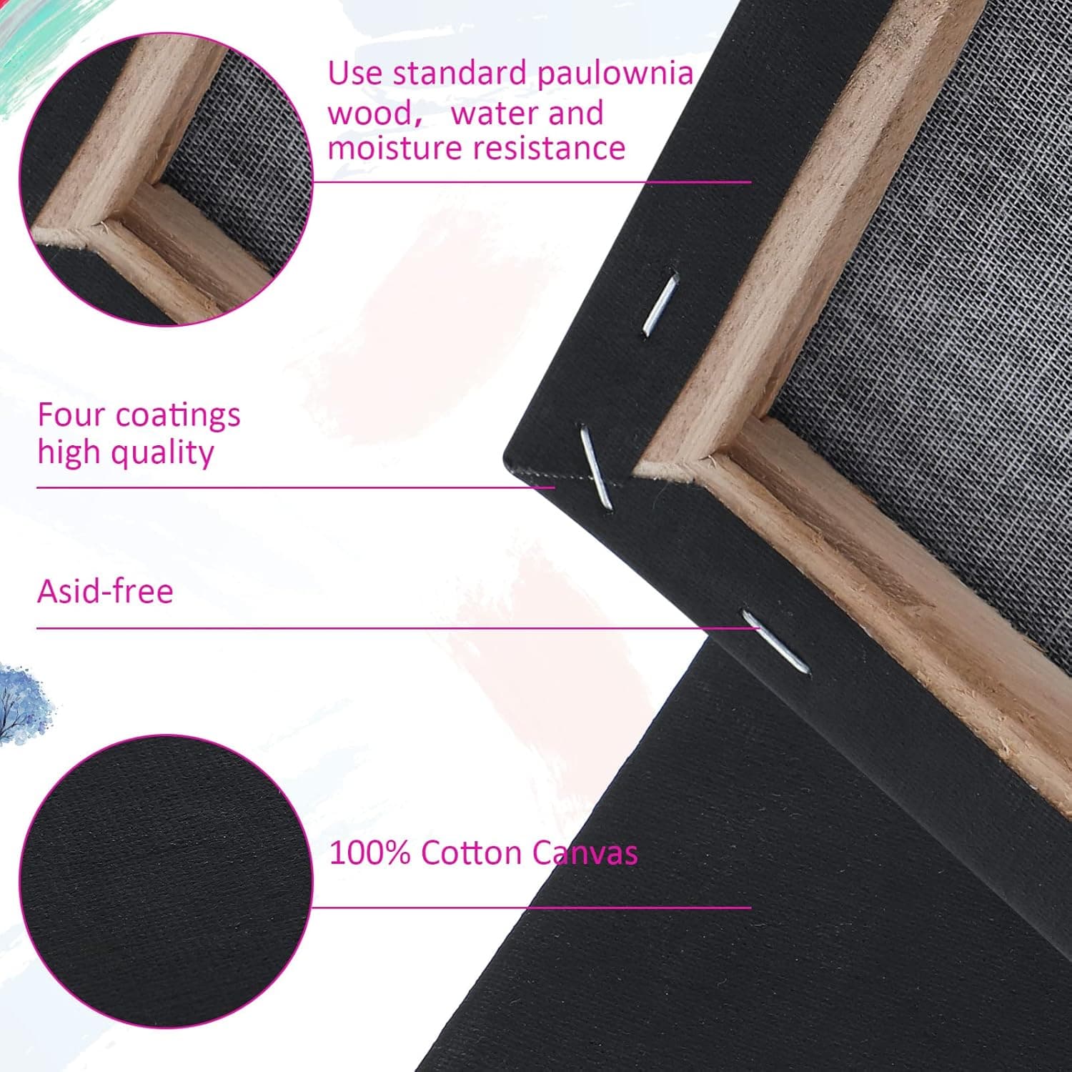 Epakh 12 Pcs Black Canvas for Painting Stretched Canvas Cotton Square Triangle Hexagon Blank Boards Panels Art with Frame Panel Stretched Boards for Oil Acrylic(8 Inch) - Image 4