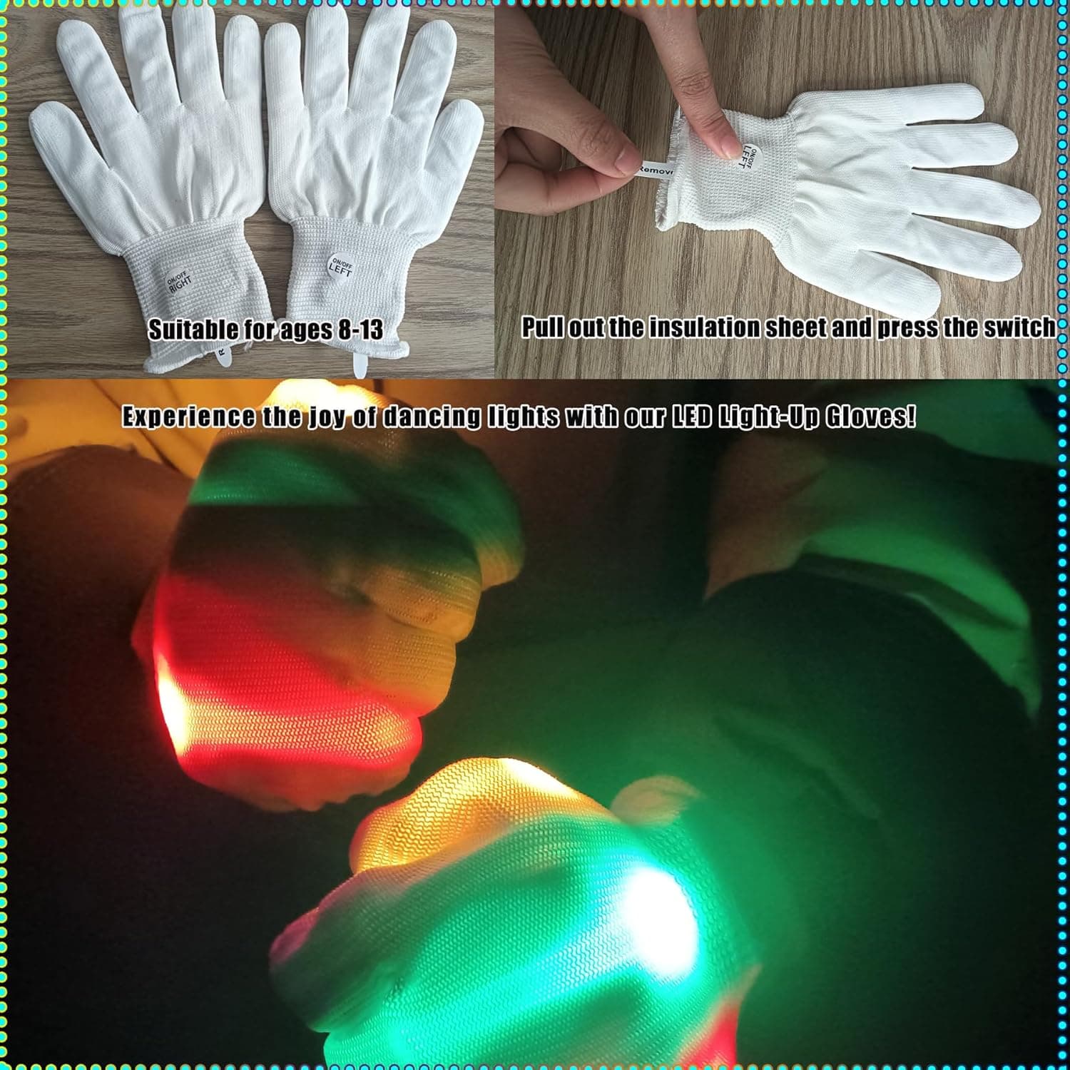 Toys for Ages 8-13 LED Gloves Toys for Boys Age 8-10 Light Up Gloves, Light Up for Kids Birthday Easter Gift Cool Fun Toys for 8-13 Year Old Colorful Medium Size: Ages 7-12 Years - Image 4