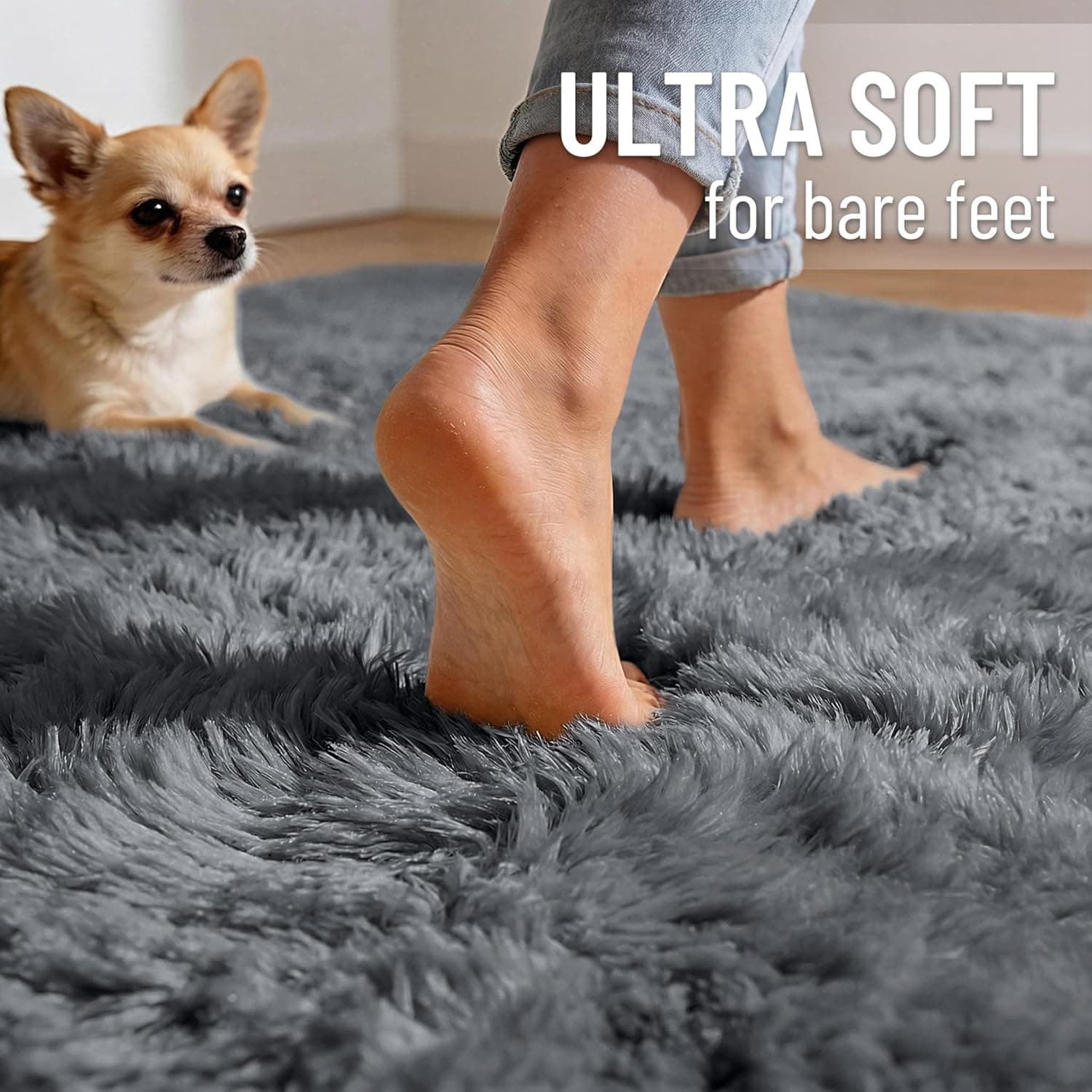 OLANLY Alfombras para Sala de Estar y Dormitorio, Lavables a Máquina 4x5.9 ft Suave y Esponjosa Alfombra de Cabecera, Alfombra Interior para Niños, Niñas y Niños, Residencias Universitarias, Habitaciones de Bebés, Decoración del Hogar Estética, Gris 4x5.9 ft Gris - Image 4