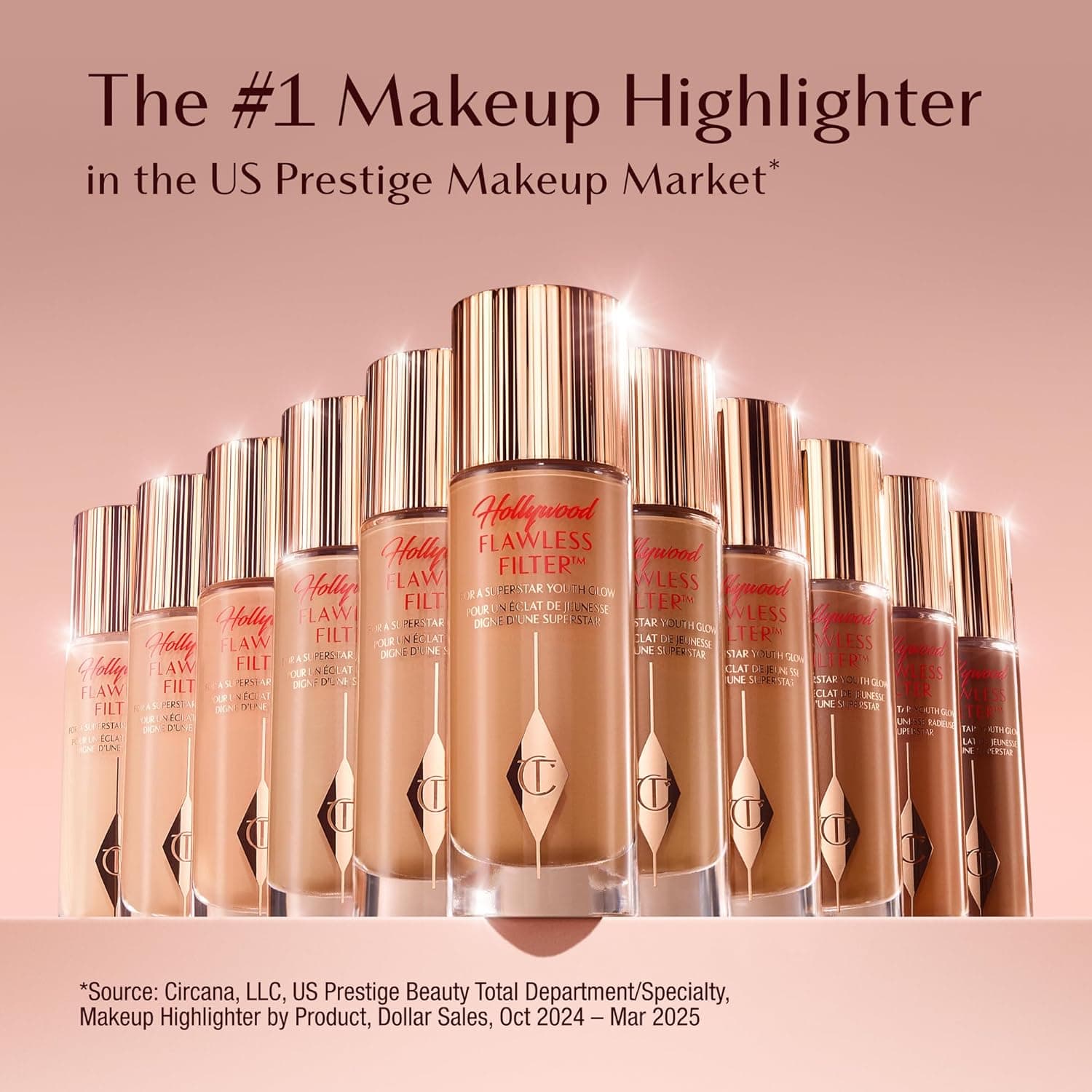 Charlotte Tilbury Hollywood FlawlessFilter - Multi‑Use Makeup Primer, Complexion Booster & Illuminating Liquid Highlighter with Sheer Coverage - Smooths & Blurs Skin 2.5 Fair - Golden beige shade for light skin tones - Image 4