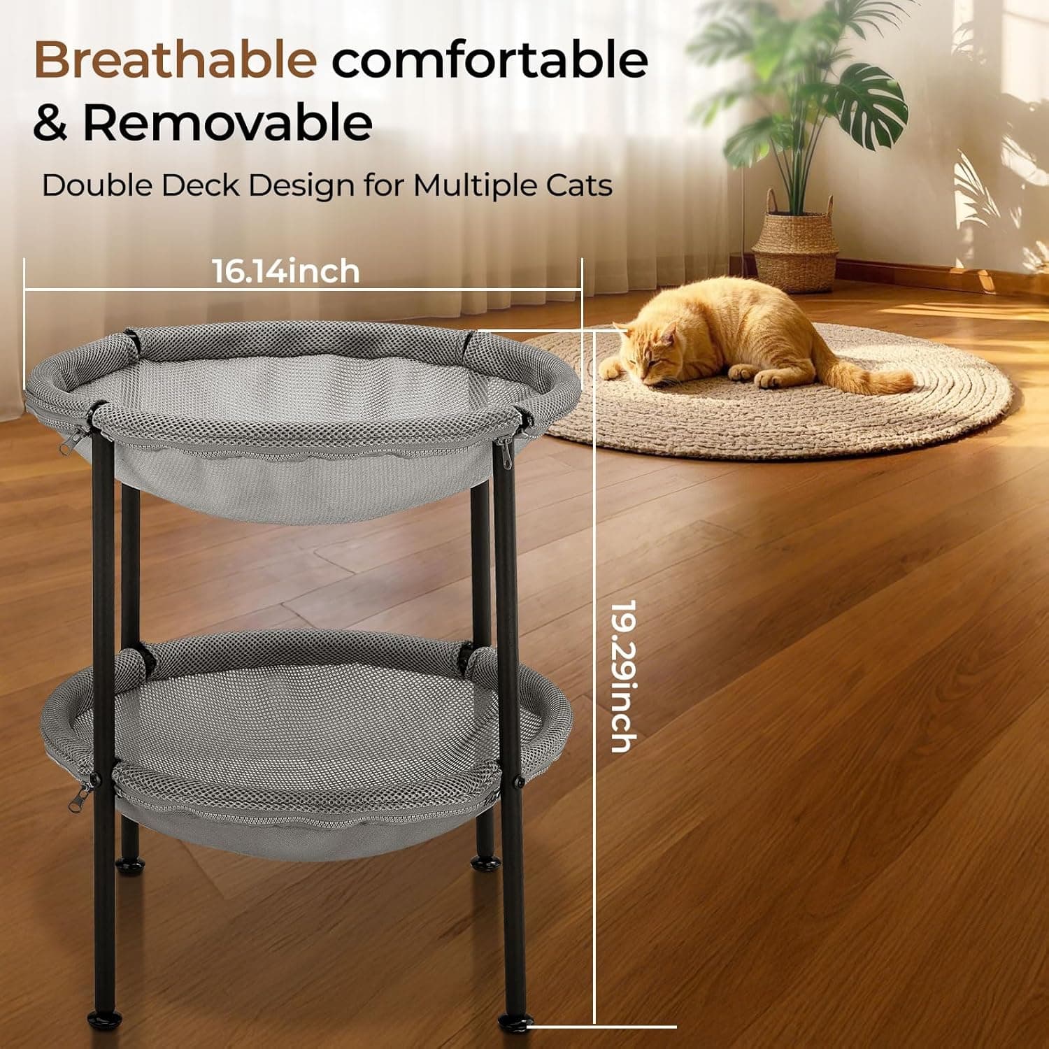 Double Cat Hammock Bed，Elevated and Raised Cat Beds for Indoor and Large Cats - Image 7