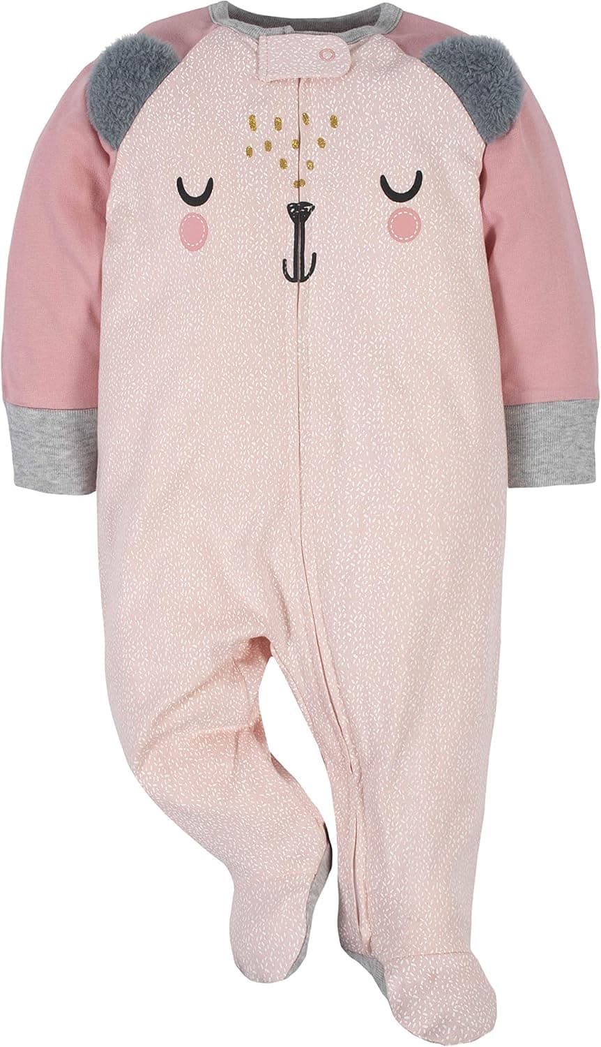 Gerber Baby Girls 4 Pack Sleep 'N Play Footie 0-3 Months Bear Pink - Image 3