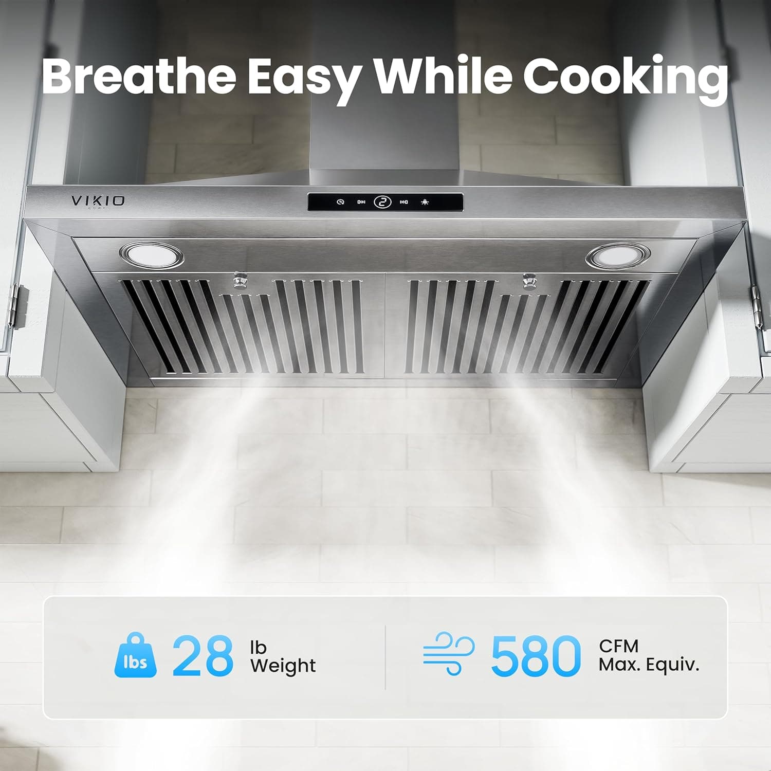 Wall Mount Range Hood 30 inch, 580 CFM, Ducted/Ductless Convertible, Stainless Steel Kitchen Vent Hood with 3-Speed Fan and LED Lights 30 inch Stainless steel(RP10) - Image 2