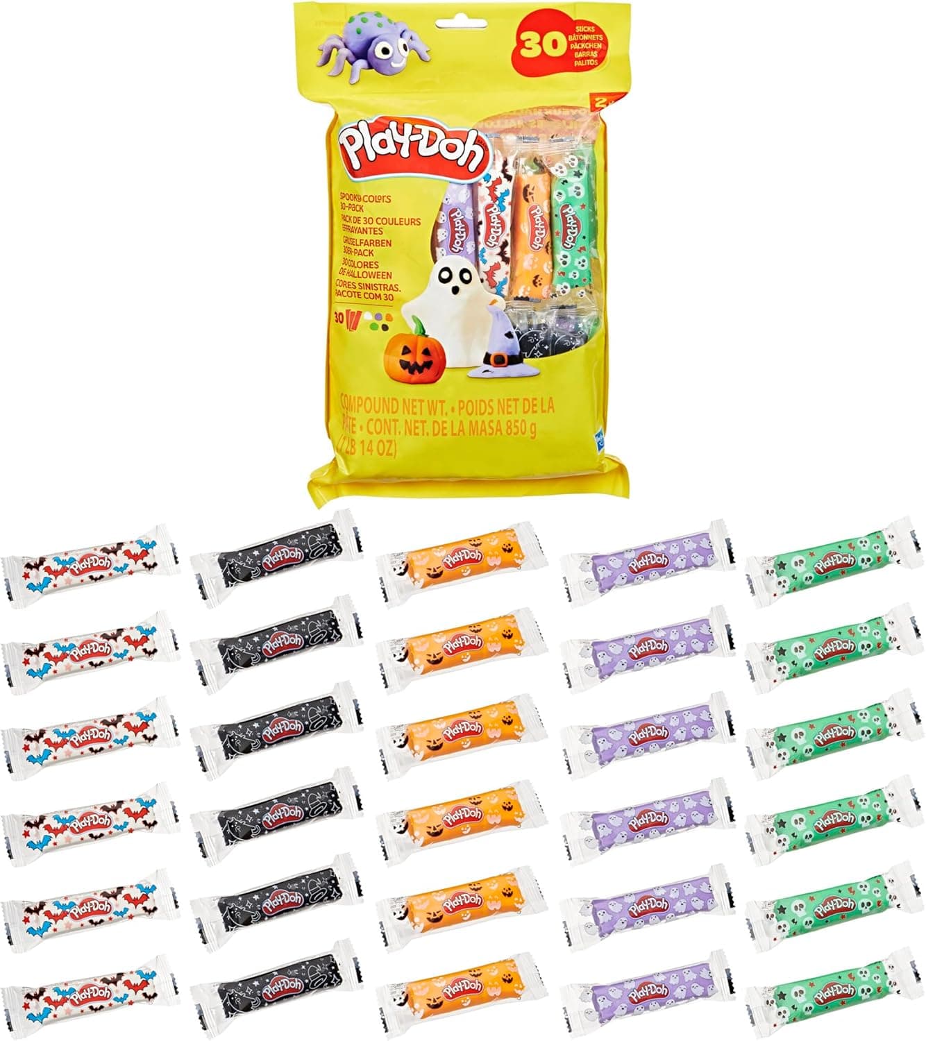 Play-Doh 30 Pack Spooky Colors, Individually Wrapped 1 Ounce Sticks for Halloween, Trick or Treat, or Fall Seasonal Arts & Crafts for Kids 2+ - Image 8