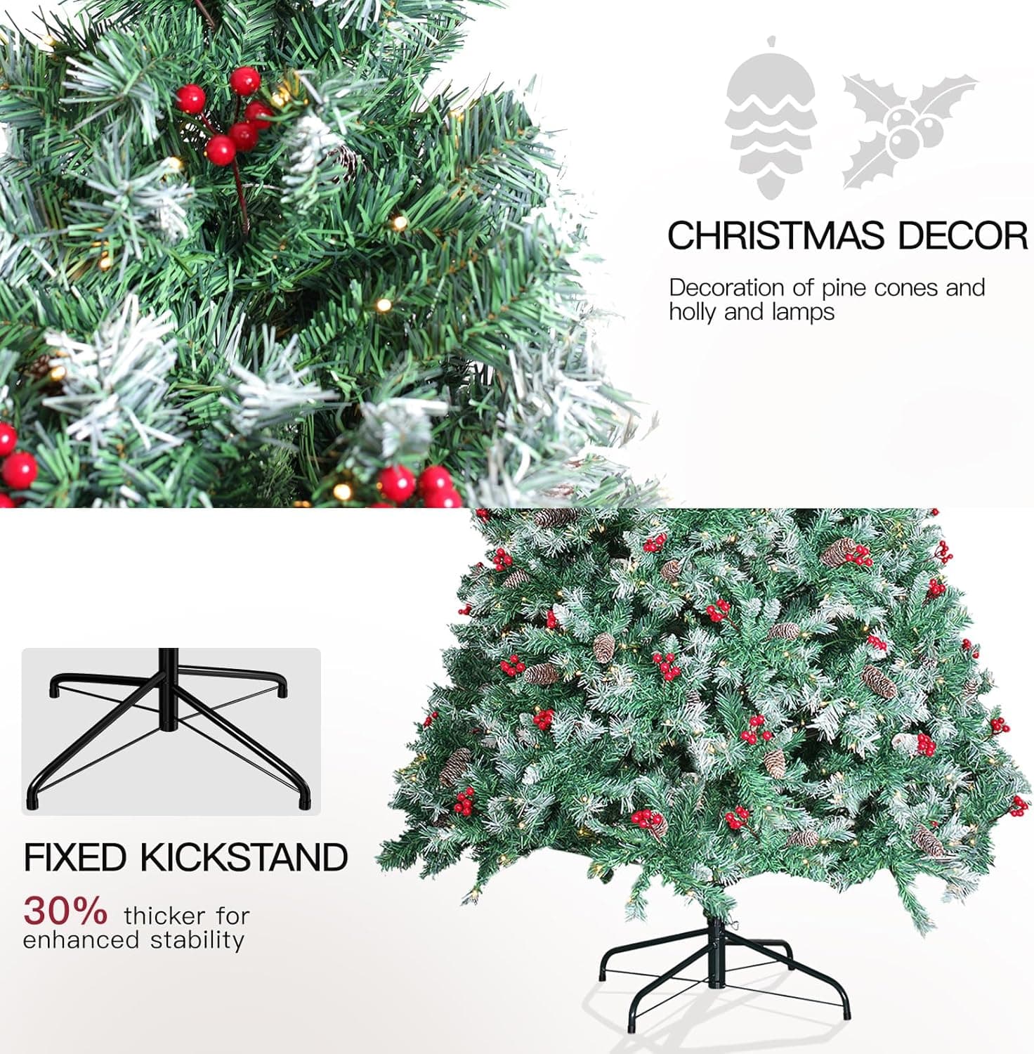 Prelit Christmas Tree with Lights 6ft - Premium Artificial Christmas Tree, with 874 Branch Tips and 250 Warm Lightsm, Support Automatique, Easy Assembly,Perfect Choice for Xmas Decorations Green 6ft - Image 6