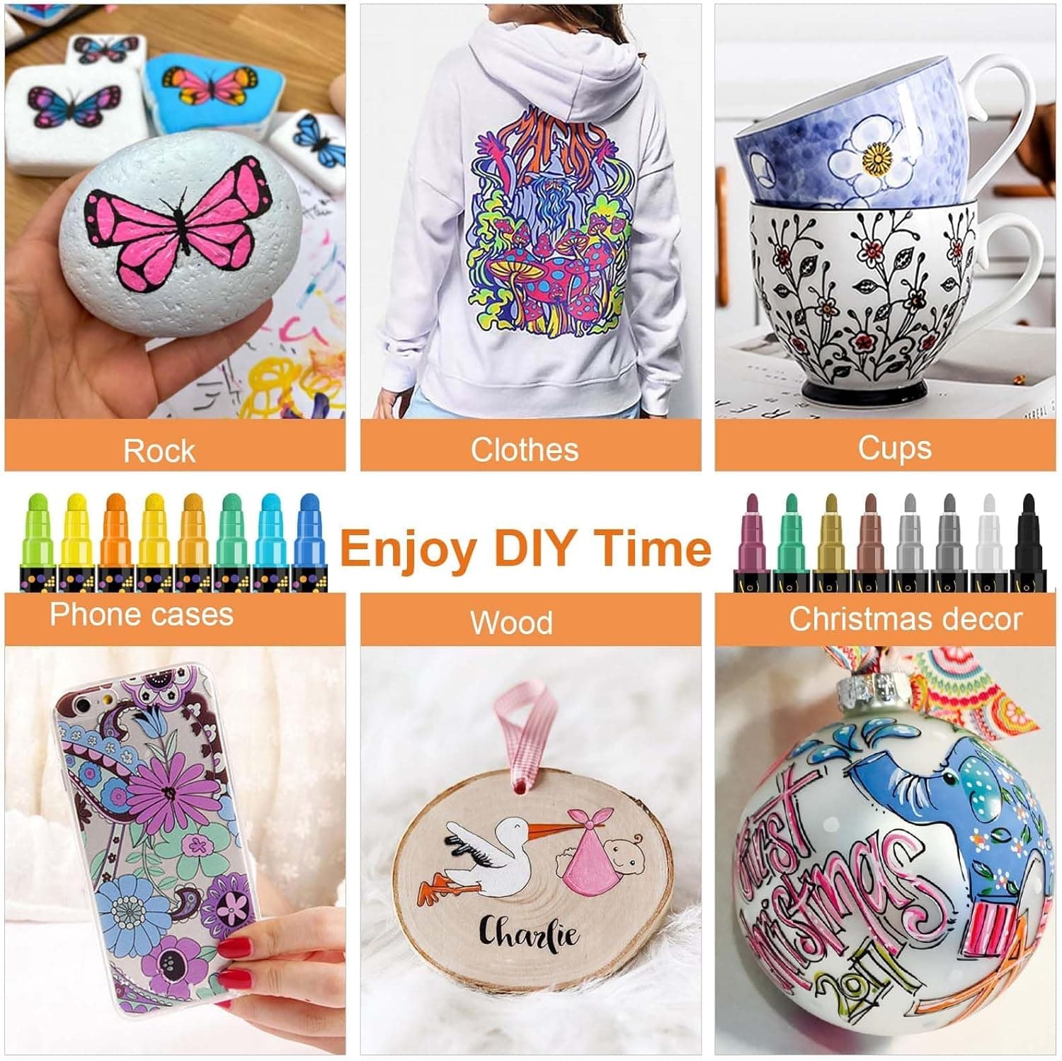 Betem 24 Colors Dual Tip Acrylic Paint Pens Markers, Premium Acrylic Paint Pens Stocking Stuffers for Rock Painting, Wood, Canvas, Glass, Ceramic Surfaces, Christmas Gifts for Teens DIY Art Supplies 24 Colors Paint Markers - Image 6