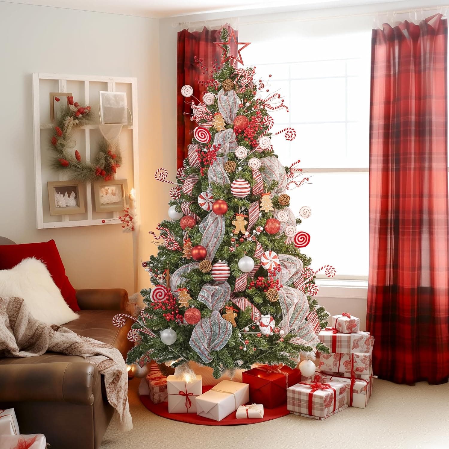 WBHome Decorated Artificial Christmas Tree Ornaments, Candy Cane Christmas Decorations, Ornaments Set (Tree is not Included) Candy Ornaments Set - Image 7