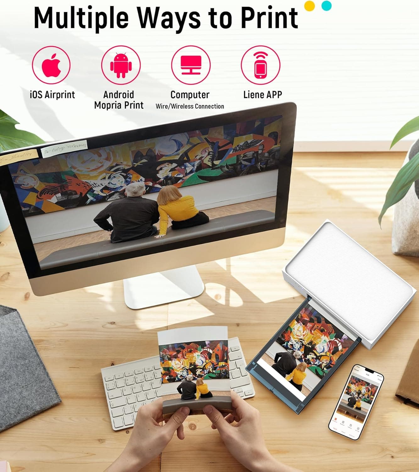 Liene M100 4x6'' Photo Printer, Phone Printer 100 Sheets & 3 Cartridges, Full-Color Photo, Portable Instant Photo Printer for iPhone Android, Thermal Dye Sublimation, Wi-Fi Picture Printer 100 Papers Printer+100 Sheets - Image 7