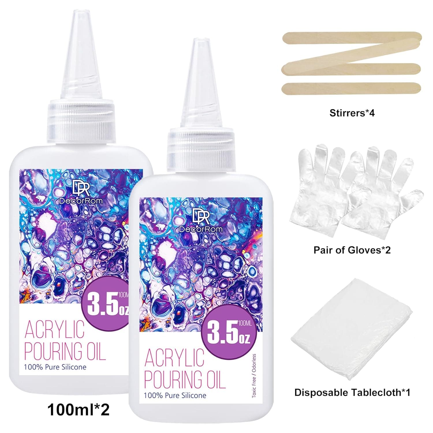 Silicone Pouring Oil - 7 Ounce 100% Silicone Acrylic Pouring Oil for Dramatic Cell Creation, Acrylic Paint Pour - Silicone Oil for Medium Compatible with Painting Acrylic, Watercolor, Cell Activator - Image 3