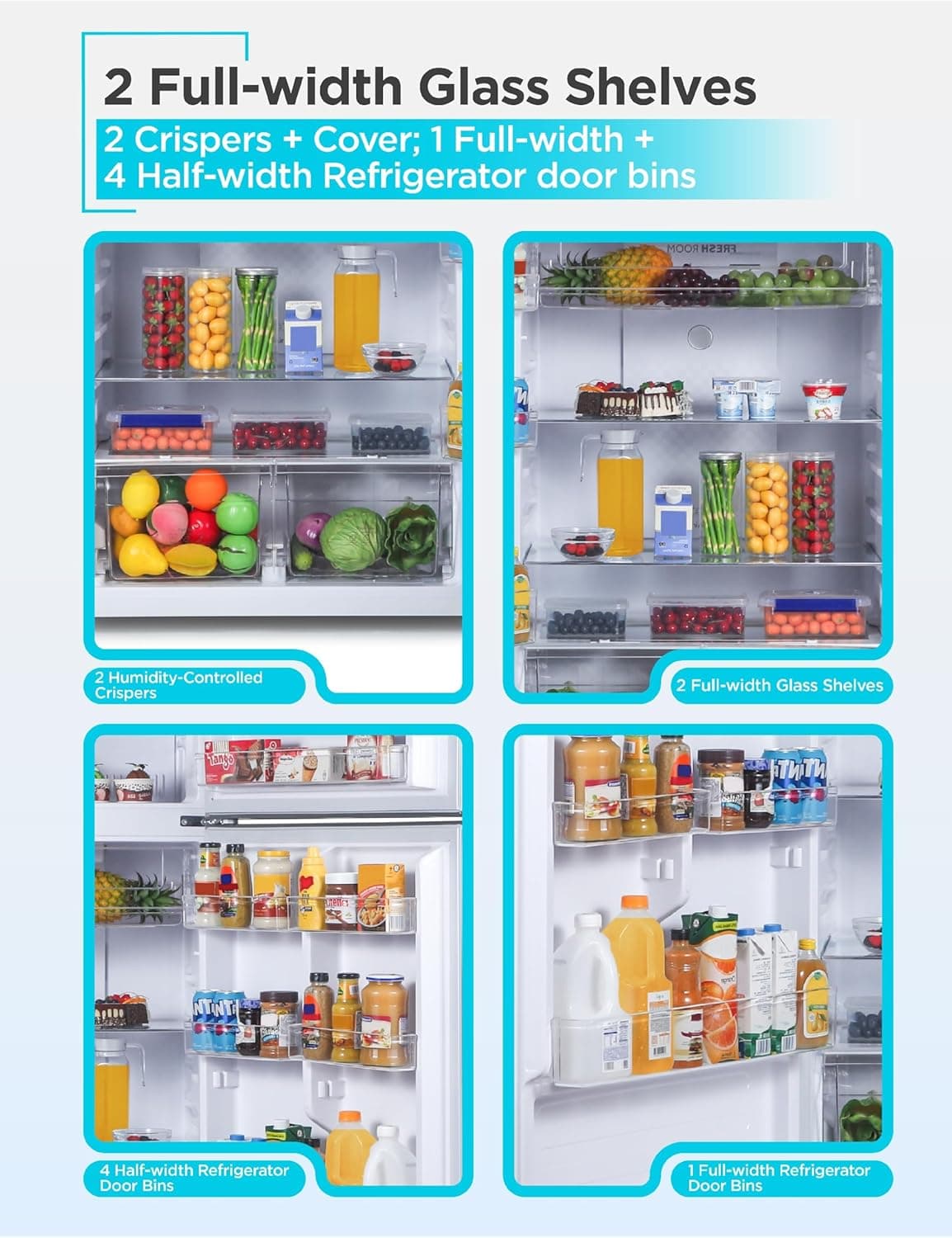 BLACK+DECKER Refrigerador de 16.4 Pies Cúbicos con Congelador Superior, Refrigerador de 2 Puertas con Controles de Temperatura Separados, Descongelación Automática, Electrodoméstico de Cocina de Tamaño Completo para Hogares y Apartamentos, BR1640KB, Negro - Image 4