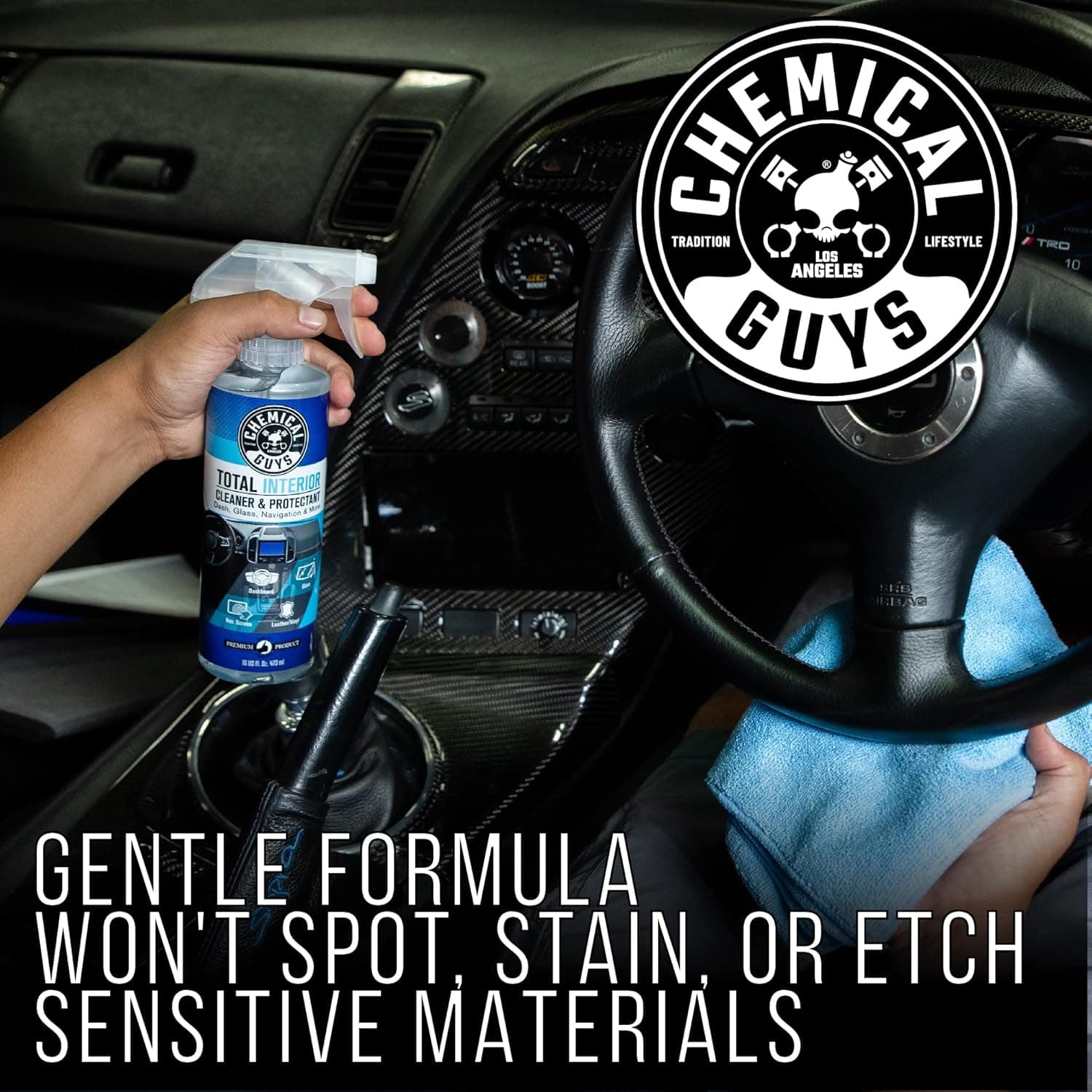 Chemical Guys Total Interior Cleaner & Protectant Limpiador Interior, Limpia y Protege Cuero, Vinilo, Plástico, Goma, Cristal con un Acabado Sin Rayas — Autos, Camiones, SUVs, RVs, 16 oz 16 Fl Oz (Paquete de 1) Fresco - Image 6