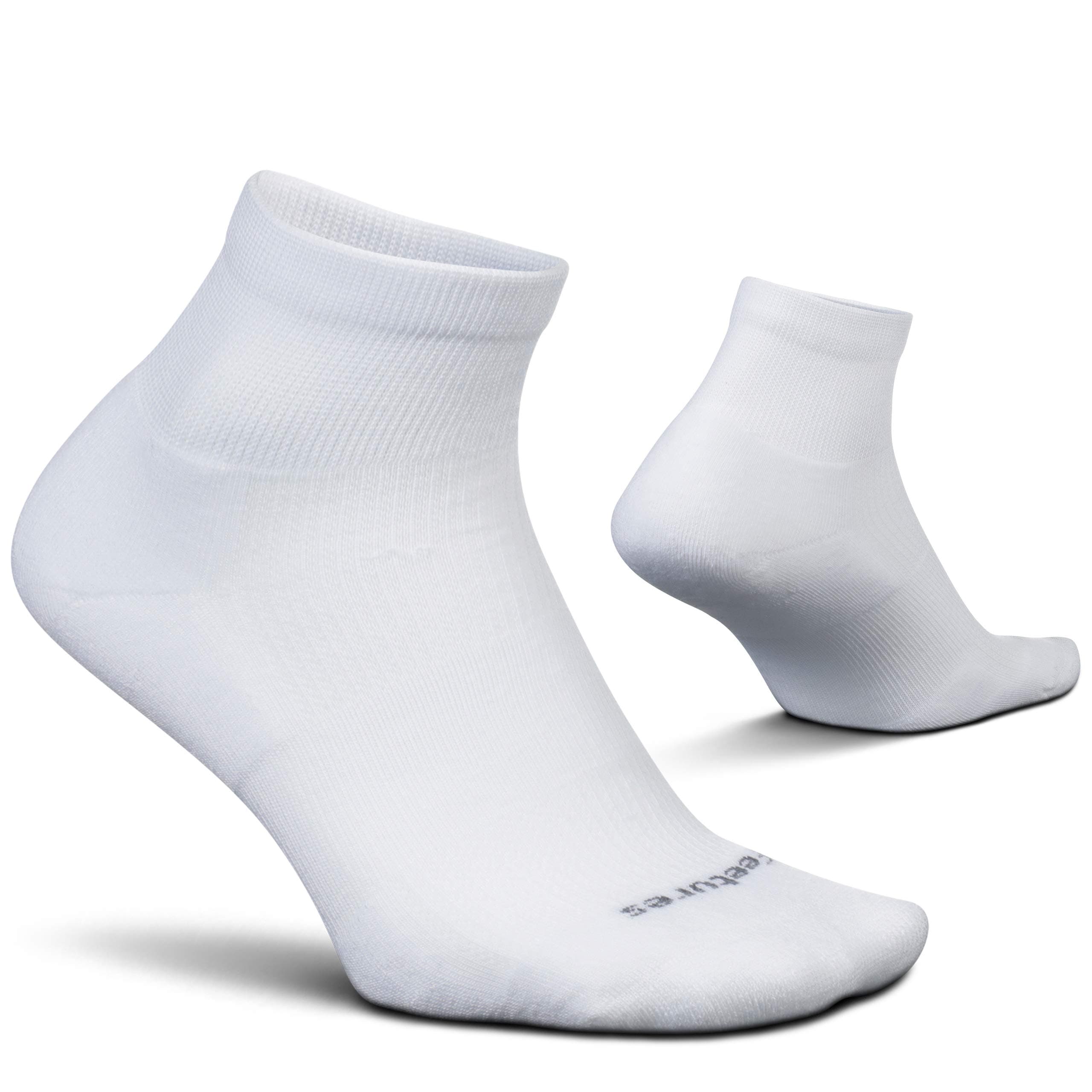 Feetures Therapeutic Max Cushion Quarter Sock - Non-Binding Diabetic Socks - (1 Pair) Large White