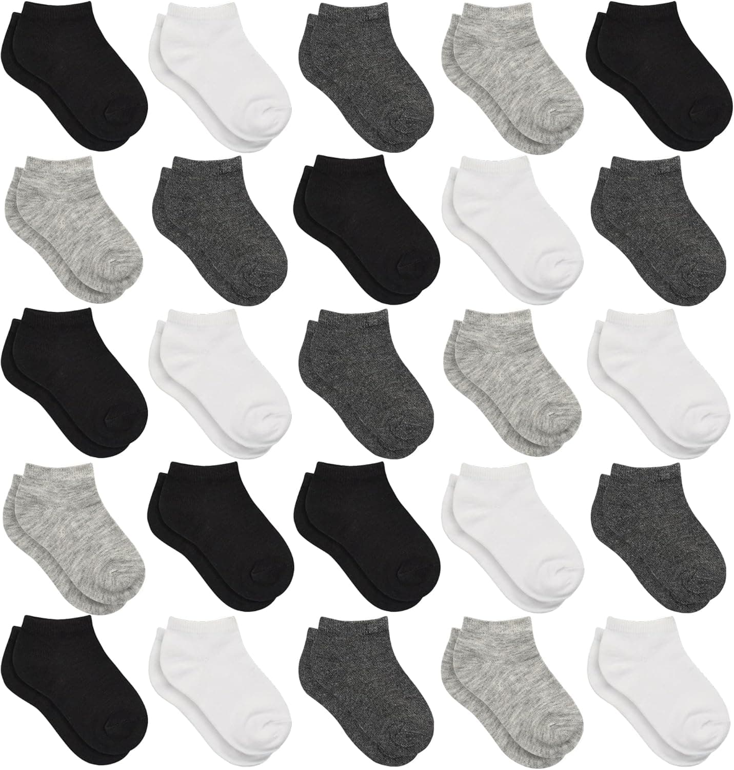 Kids Socks - 25 Pairs Toddler Ankle Socks Set, Low Cut for Boys & Girls (0-14 Years Old) 4-7 Years #1 Black+white+grey+darkgrey 25pk - Image 2