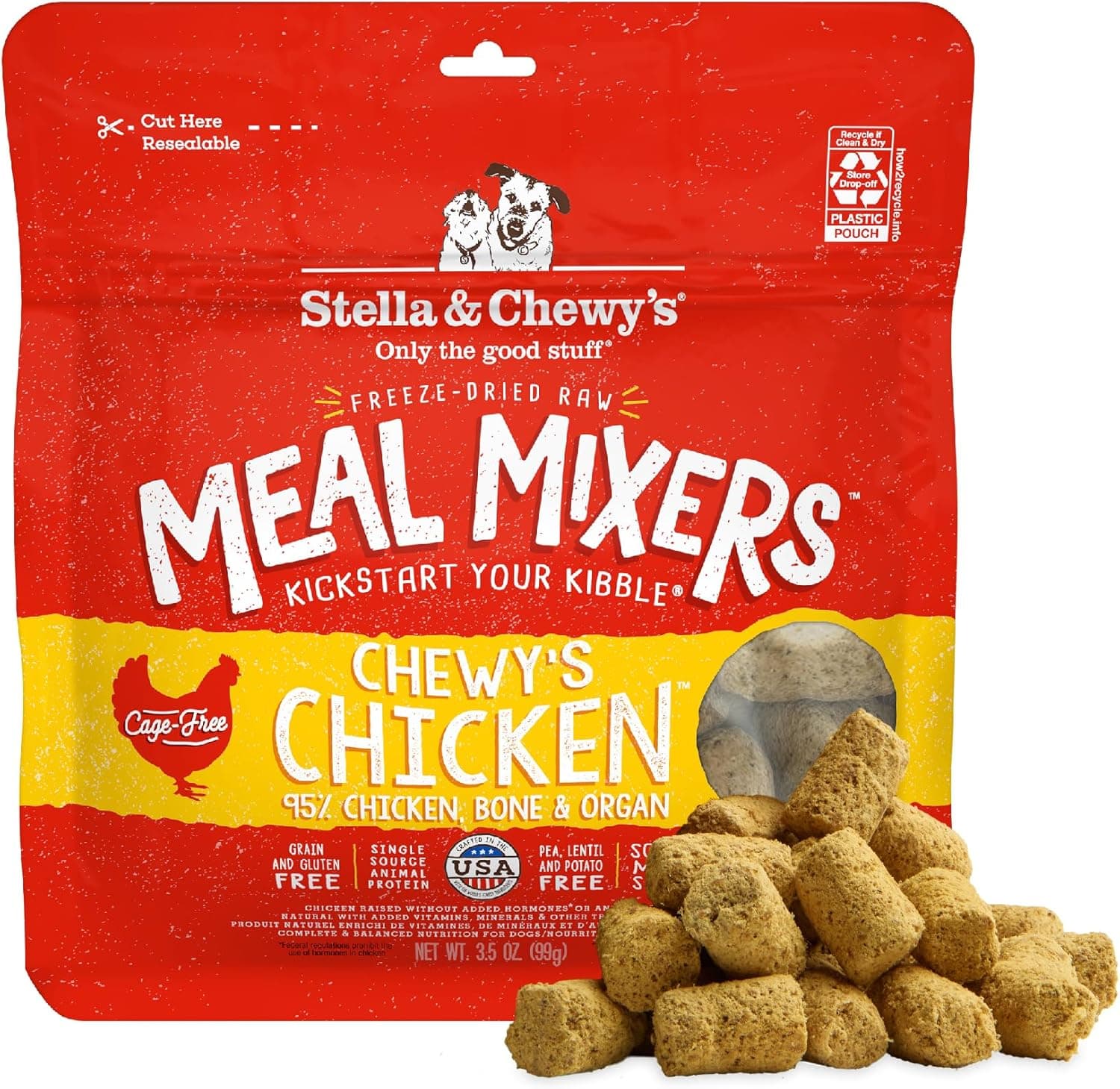 Stella & Chewy's Freeze-Dried Raw Chicken Meal Mixers- Dog Food Topper and Mixer - Made with 95% Cage-Free Chicken, Organs & Bone - Perfect for Picky Eaters - Grain-Free - 3.5oz Chewy's Chicken 3.5 Ounce (Pack of 1) - Image 2