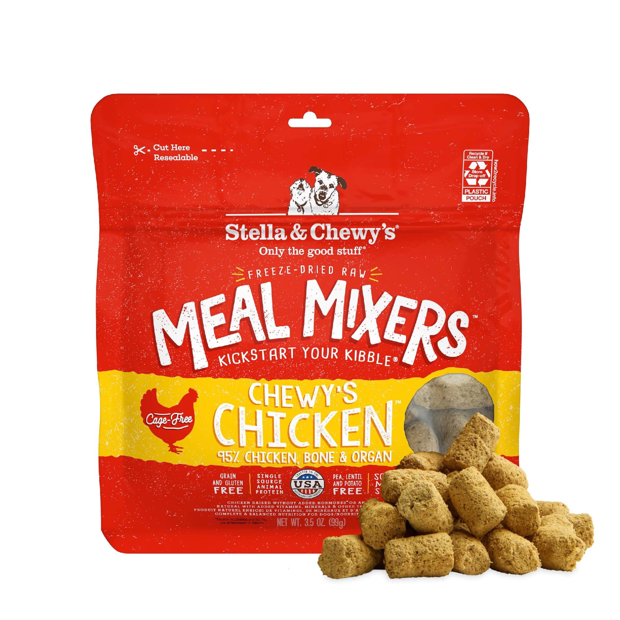 Stella & Chewy's Freeze-Dried Raw Chicken Meal Mixers- Dog Food Topper and Mixer - Made with 95% Cage-Free Chicken, Organs & Bone - Perfect for Picky Eaters - Grain-Free - 3.5oz Chewy's Chicken 3.5 Ounce (Pack of 1)