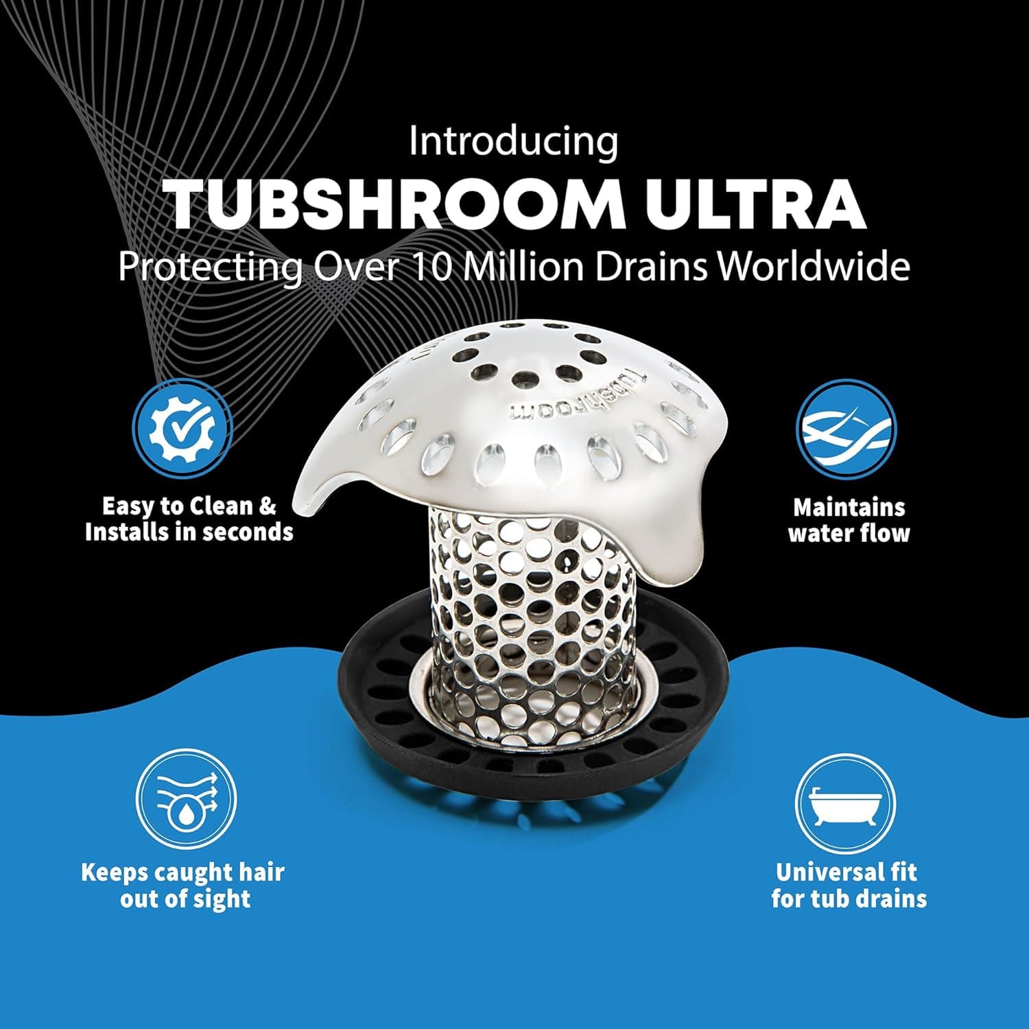 TubShroom Ultra Revolutionary Bath Tub Drain Protector Hair Catcher/Strainer/Snare Stainless Steel, Single Pack Stainless Single - Image 5