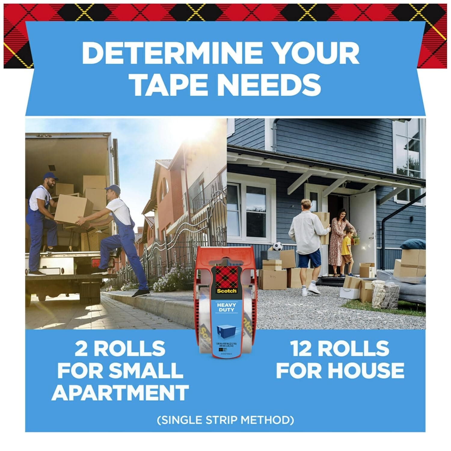 Scotch Heavy Duty Shipping Packing Tape, Clear, Shipping and Packaging Supplies, 1.88 in. x 27.7 yd., 1 Tape Roll with Dispenser 1 Roll - Image 5