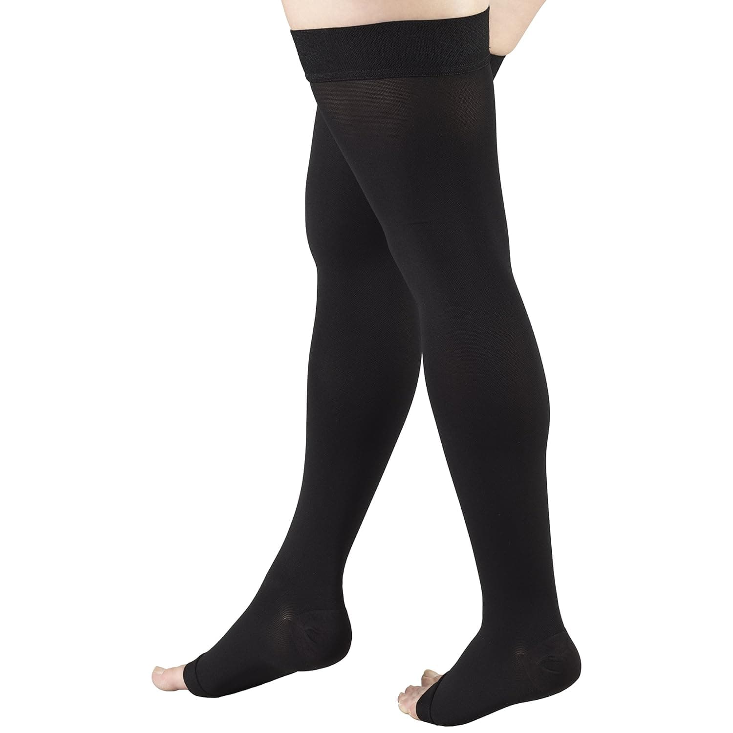 Truform 20-30 mmHg Compression Stockings for Men and Women, Thigh High Length, Dot-Top, Open Toe, Black, Medium Black Medium (1 Pair) - Image 7