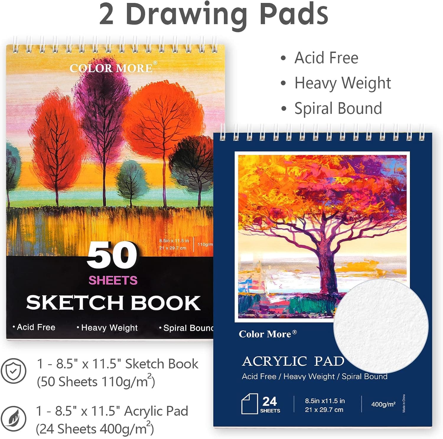 Color More 175 Piece Deluxe Art Set with 2 Drawing Pads, Acrylic Paints, Crayons, Colored Pencils, Paint Set in Wooden Case, Professional Art Kit, Art Supplies for Adults, Teens and Artist, WoodMuse Plus Cherry - Image 6