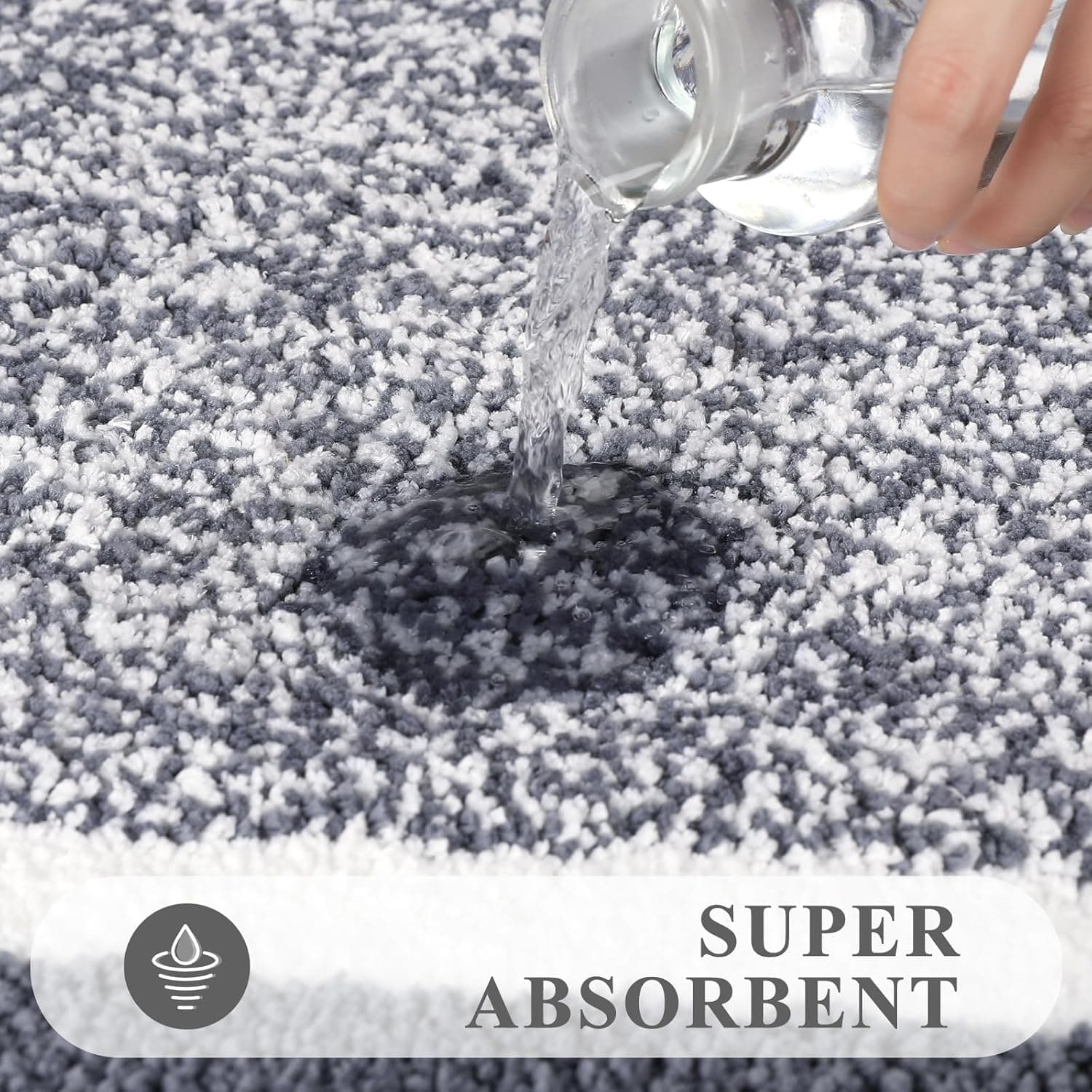 Pauwer Bathroom Rug Mat Set 3 Piece, Microfiber Shaggy Bath Set, Non-Slip Ultra Soft Carpet Mats, Absorbent with U-Shaped Toilet for Bathroom, Tub, Shower, Dark Grey Dark Grey 18"x26"+18"x48"+U Shape 20"x24" - Image 6