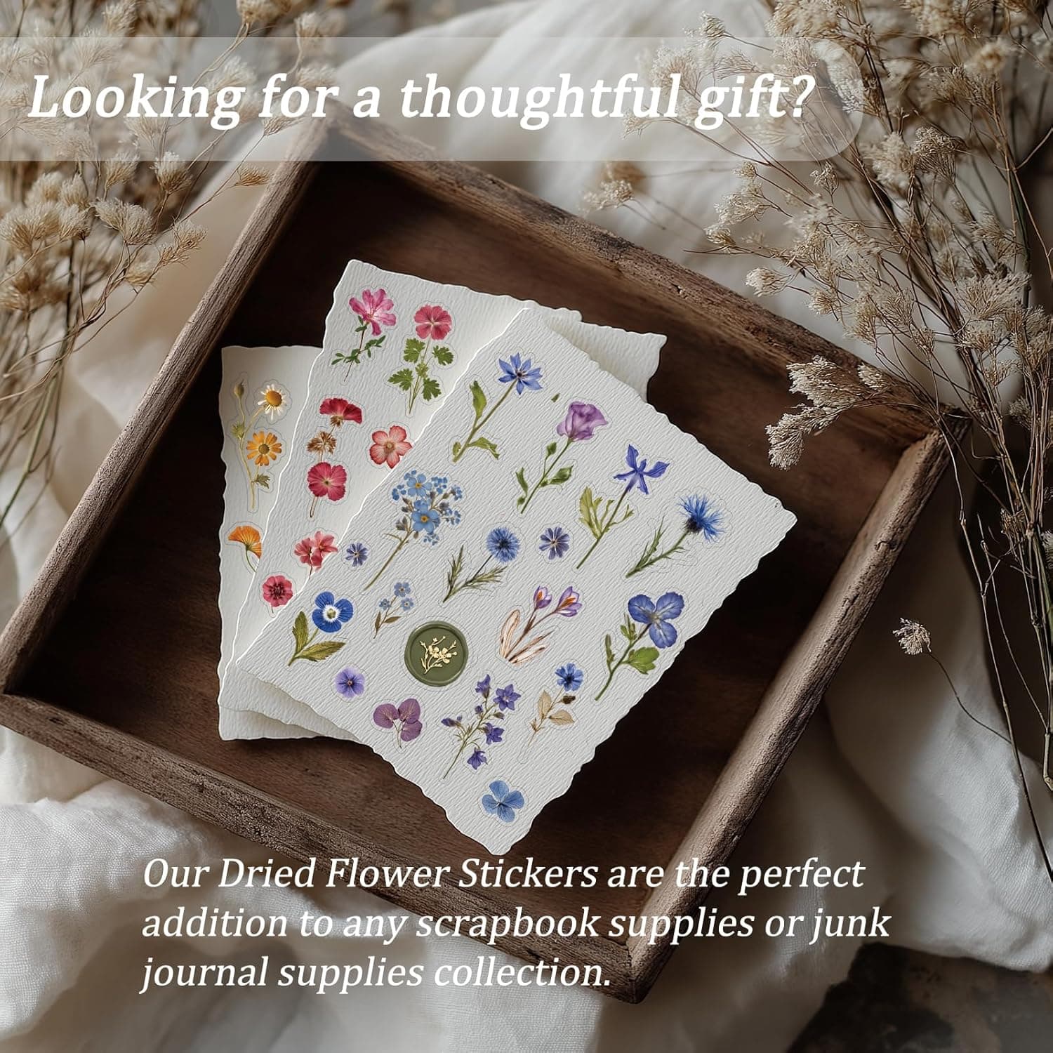 450 Pcs Flower Stickers for Scrapbook Supplies, Dried Pressed Flowers Scrapbook, Natural Flower Stickers for Scrapbooking, Planner, Junk Journal, Bullet Journal - Image 5