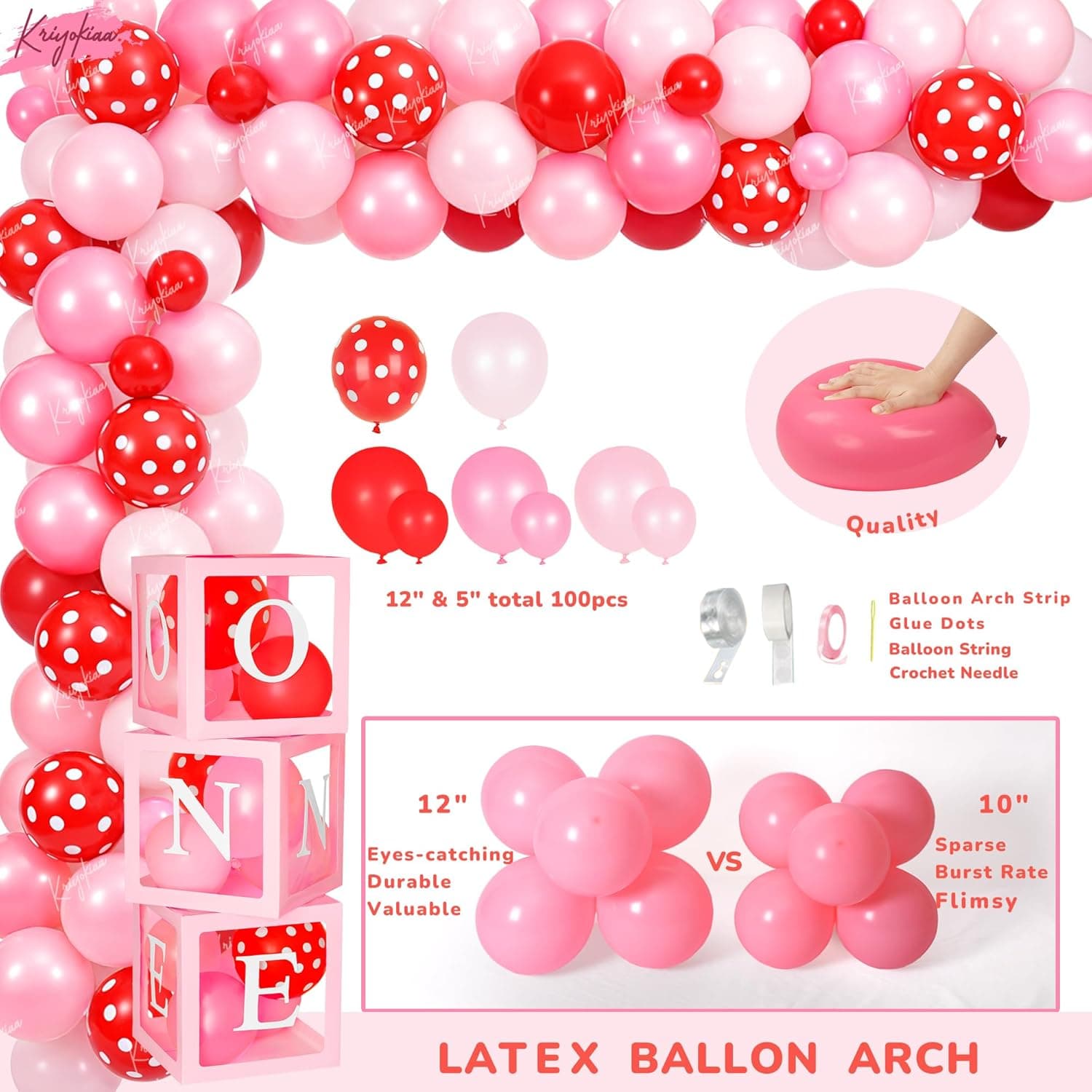 Berry First Birthday Decor Strawberry 1st Birthday Decorations for Girls with Balloon Arch, Highchair Banner Strawberry Theme Backdrop, Photo Banner, Cake Topper Pink - Image 4