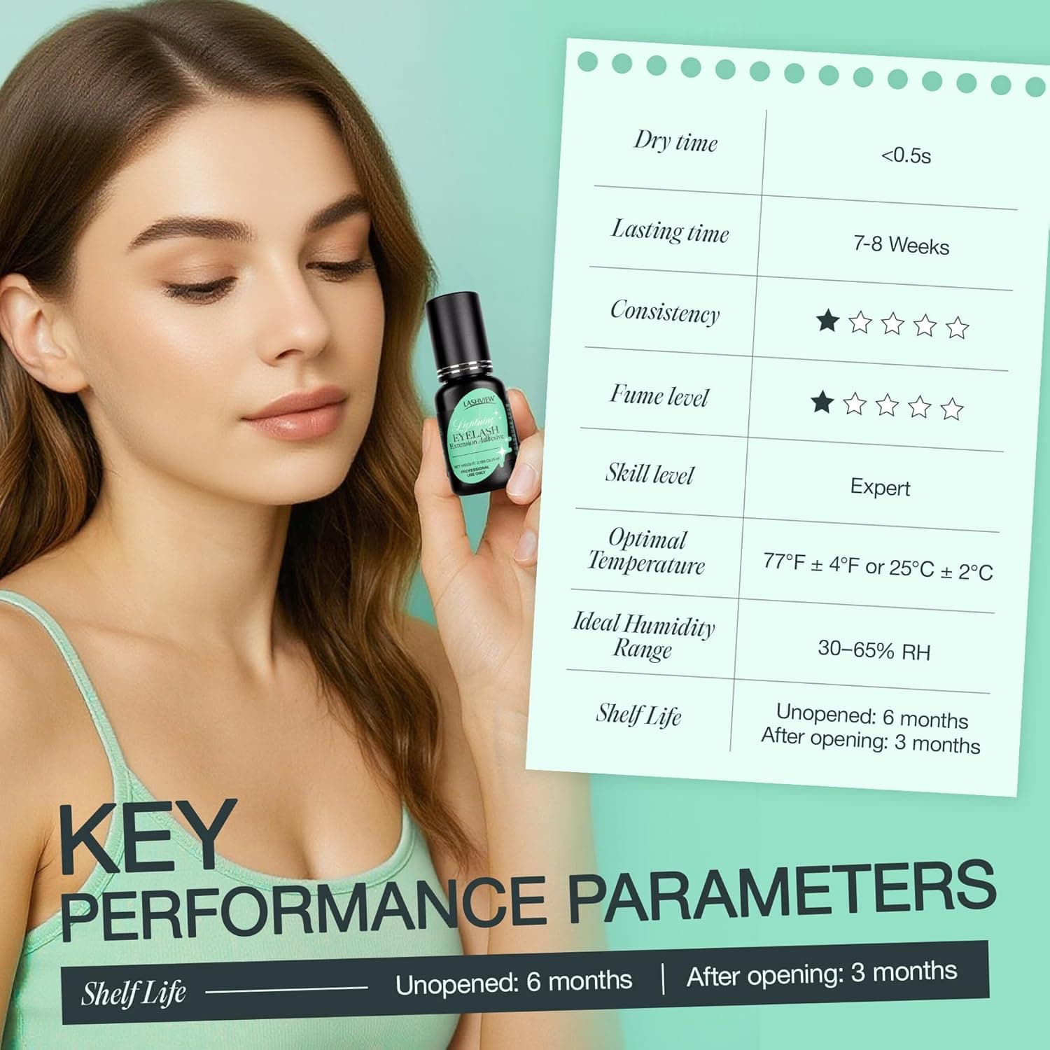 LASHVIEW Eyelash Extensions Glue, 0.3 Sec Fast Drying Retention 6-8 Weeks Black Adhesive Professional Sensitive Waterproof Glue 5ml /0.17 fl.oz FH01 FH01-5ML - Image 4