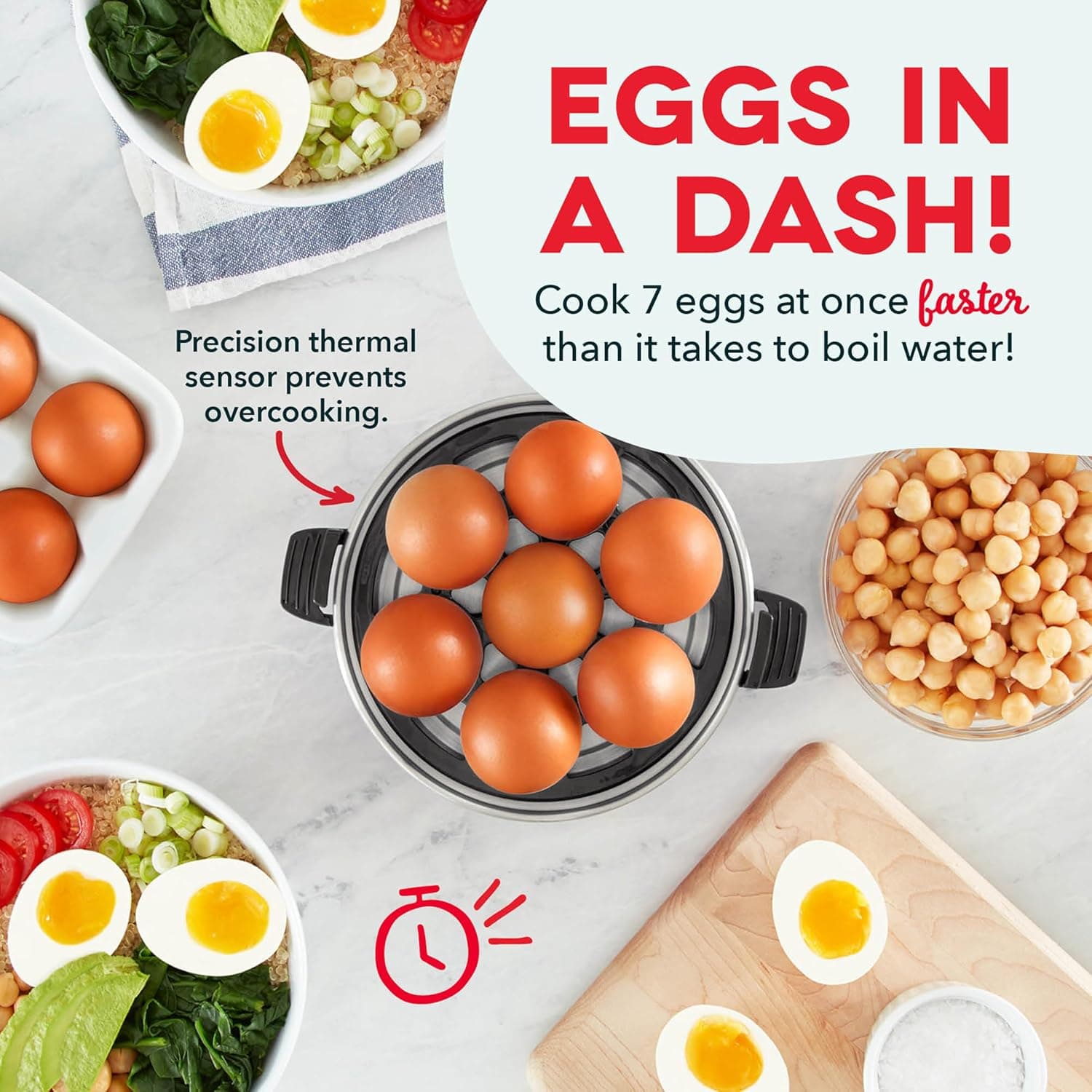 DASH Electric Rapid Egg Cooker for Hard Boiled/Poached/Scrambled Eggs or Omelets with Auto Shut-Off Feature, Black, 7 Egg Capacity 7 Eggs Black - Image 3