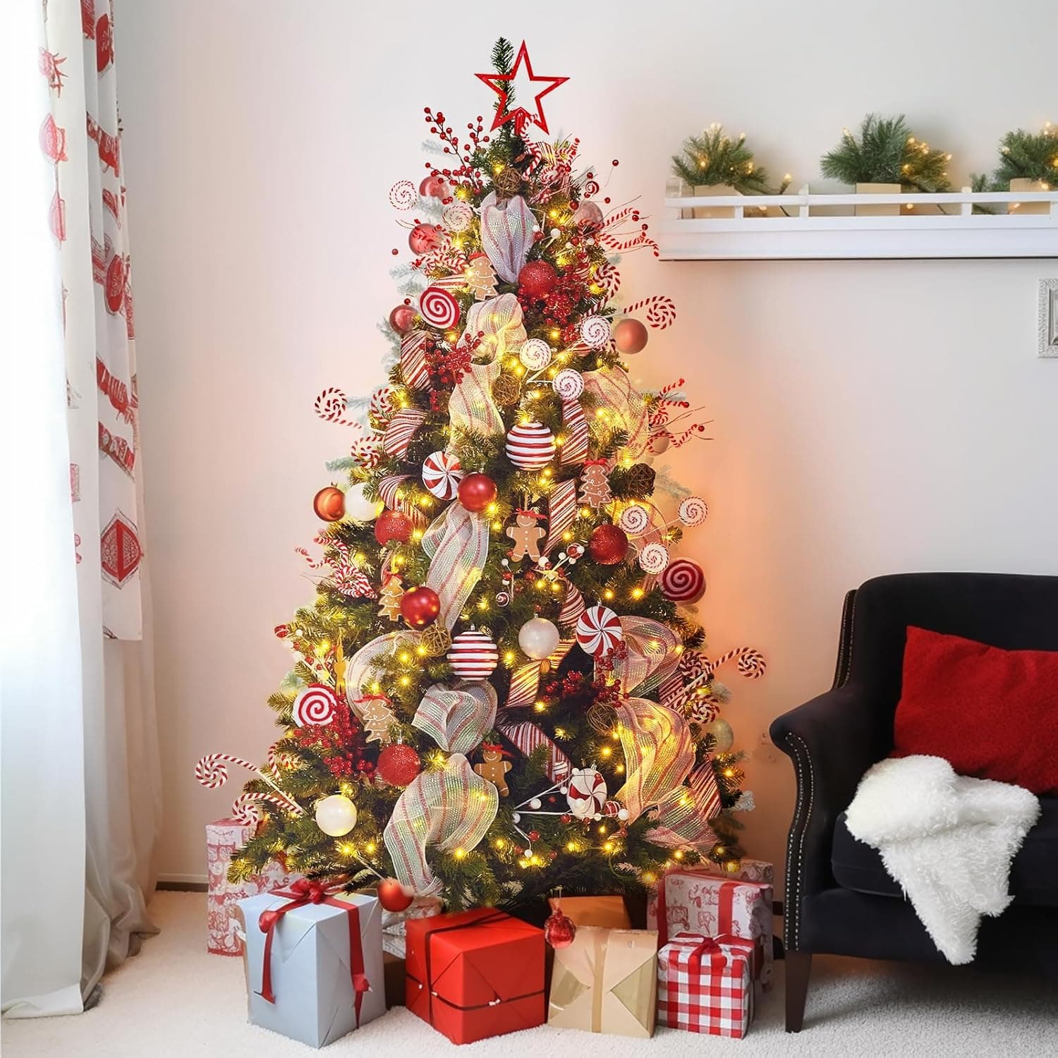 WBHome Decorated Artificial Christmas Tree Ornaments, Candy Cane Christmas Decorations, Ornaments Set (Tree is not Included) Candy Ornaments Set - Image 8