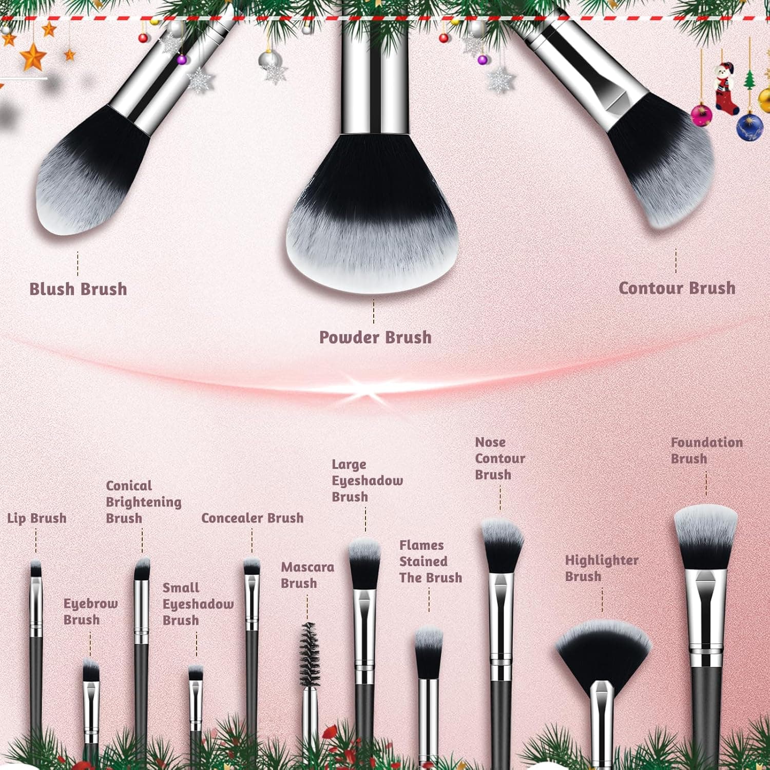 Makeup Brush Set, Premium Synthetic 14 Pcs Makeup Brushes, Travel Makeup Brush Set for Foundation, Concealer, Blush and Eyeshadow Brush(Black) - Image 3