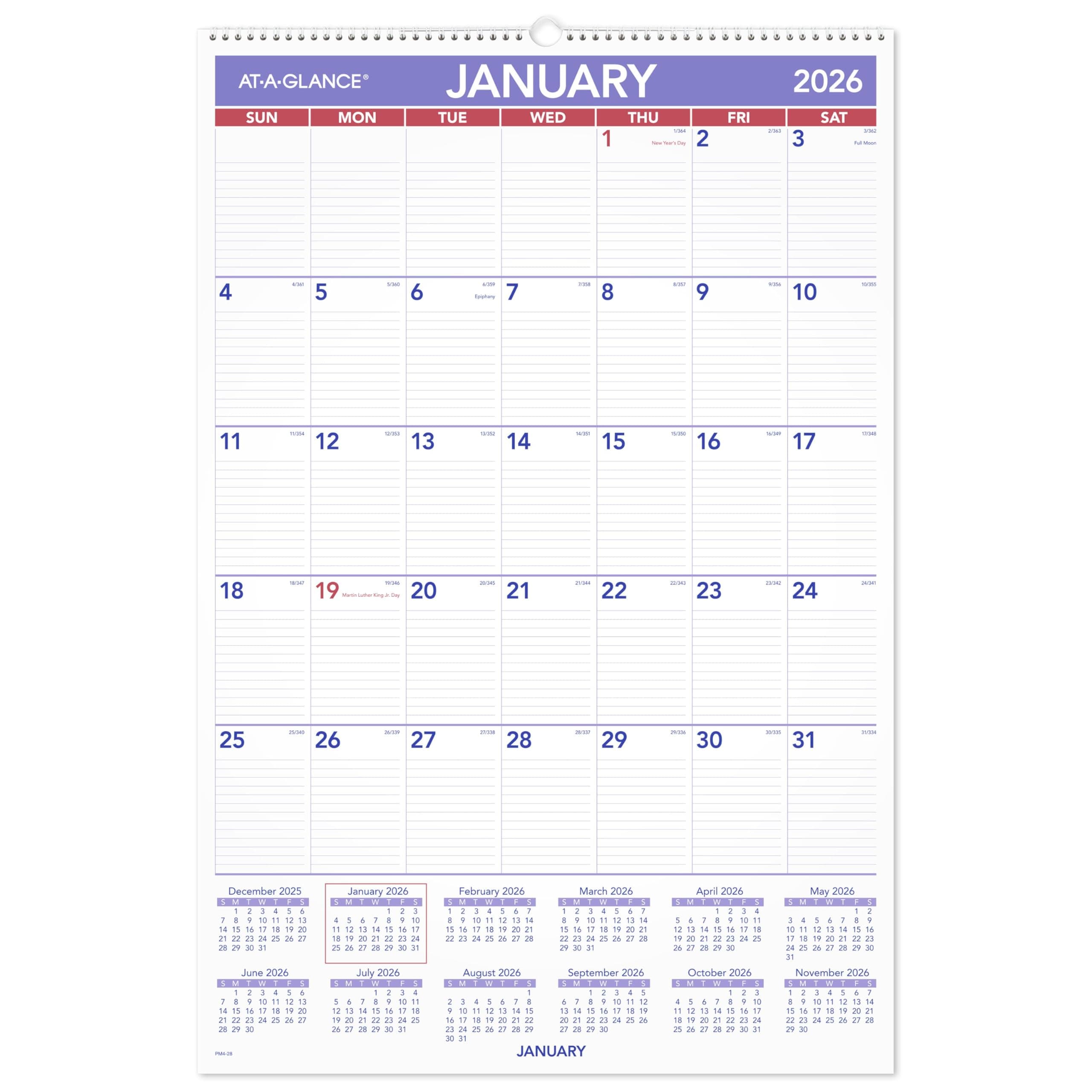 AT-A-GLANCE 2026 Wall Calendar, 20" x 30", Extra Large (PM42826) 2026 New Edition 20"W x 30"H