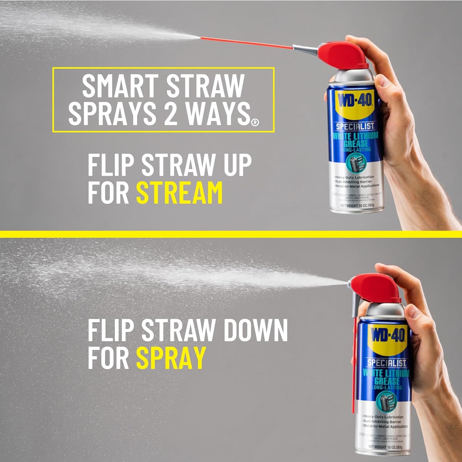 WD-40 Specialist White Lithium Grease Spray with SMART STRAW SPRAYS 2 WAYS, 10 OZ 1-Pack Grease Spray - Image 3