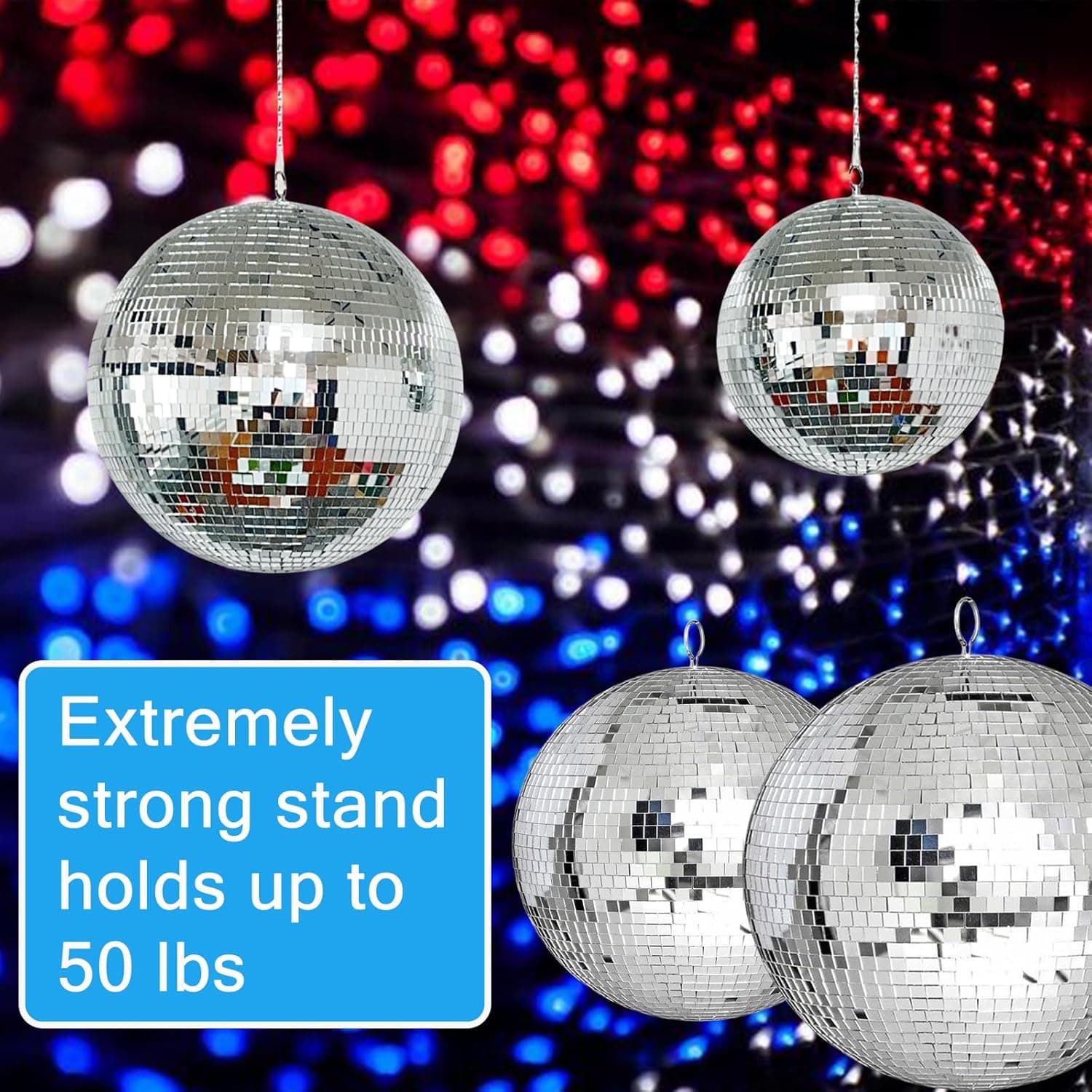 Alytimes Mirror Disco Ball - 8-Inch Cool and Fun Silver Hanging Party Disco Ball –Big Party Decorations, Party Design - Image 4