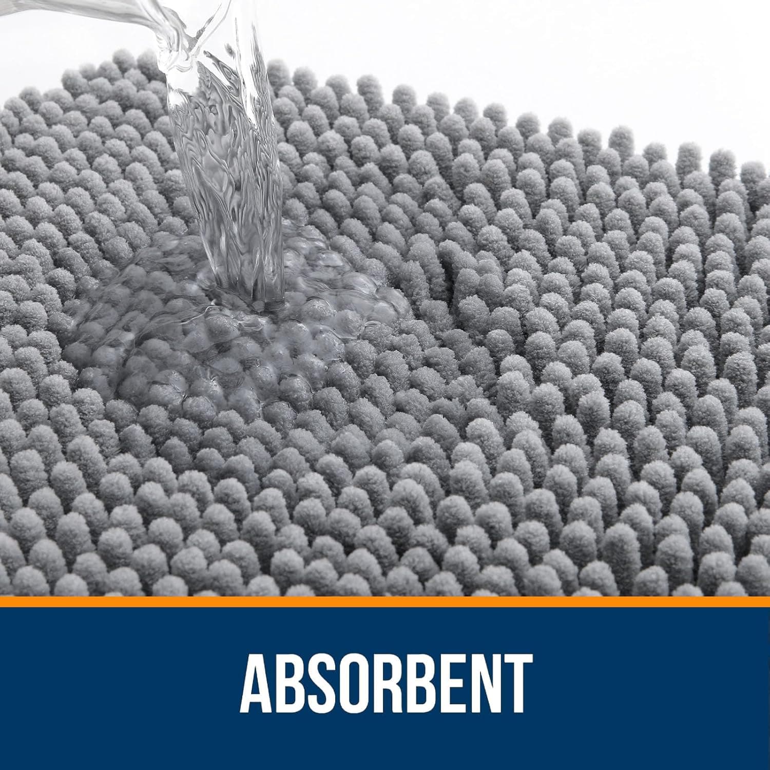 OLANLY Bathroom Rugs 30x20, Extra Soft Absorbent Chenille Bath Rugs, Rubber Backing Quick Dry, Machine Washable Bath Mats for Bathroom Floor, Tub and Shower, Home Decor Accessories, Grey 30" x 20" Grey - Image 5