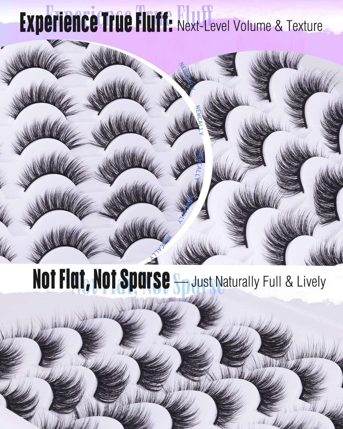 Newcally Lashes False Eyelashes Cat Eyes Wispy Natural Faux Mink Lashes 14 Pairs Pack Light Volume Short Fake Eye Lashes Multipack Cat Eye Classic Style - Image 4