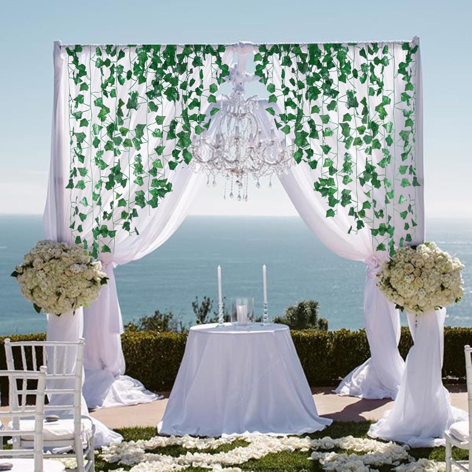 Fake Vines for Room Decor(12 Pack 84 Feet) Aesthetic Artificial Plant Ivy Leaves Hanging Greenery Garlands for Home Bedroom Wall Wedding Christmas Party Office Patio Outdoor Garden Décor 84FT 12PCS IVY - Image 8