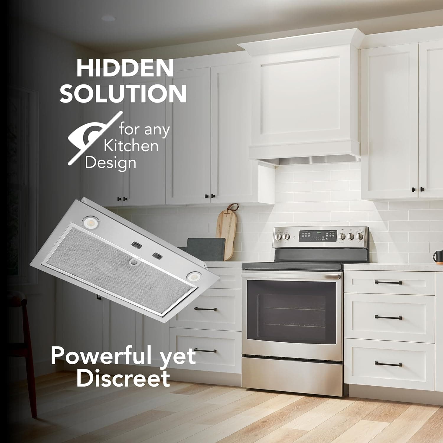 Broan-NuTone PM300SS Custom Power Pack Range Hood Insert with 2-Speed Exhaust Fan and Light, 300 Max Blower CFM, Stainless Steel, 21-Inch Built 21-Inch 300 CFM - Image 6