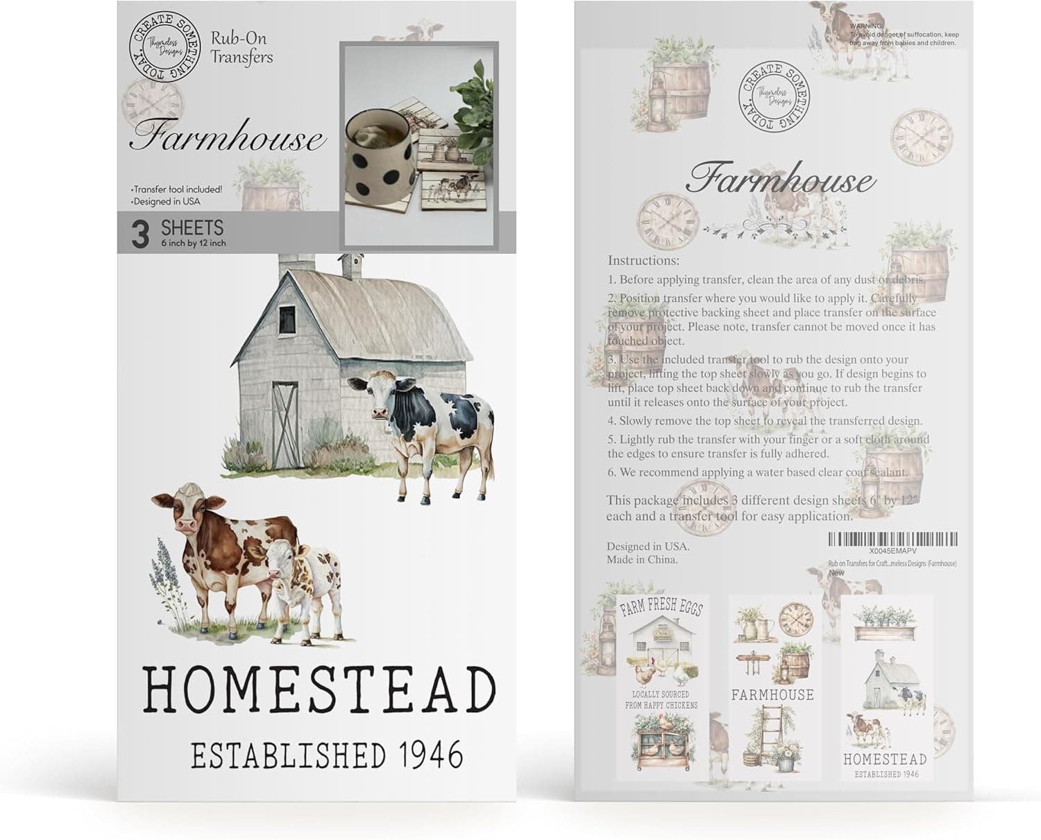 Rub on Transfers for Crafts and Furniture | 3 Design Sheets 6”x 12” | Home Decor Transfers | Furniture and Craft Decals | by Thymeless Designs (Farmhouse) - Image 10