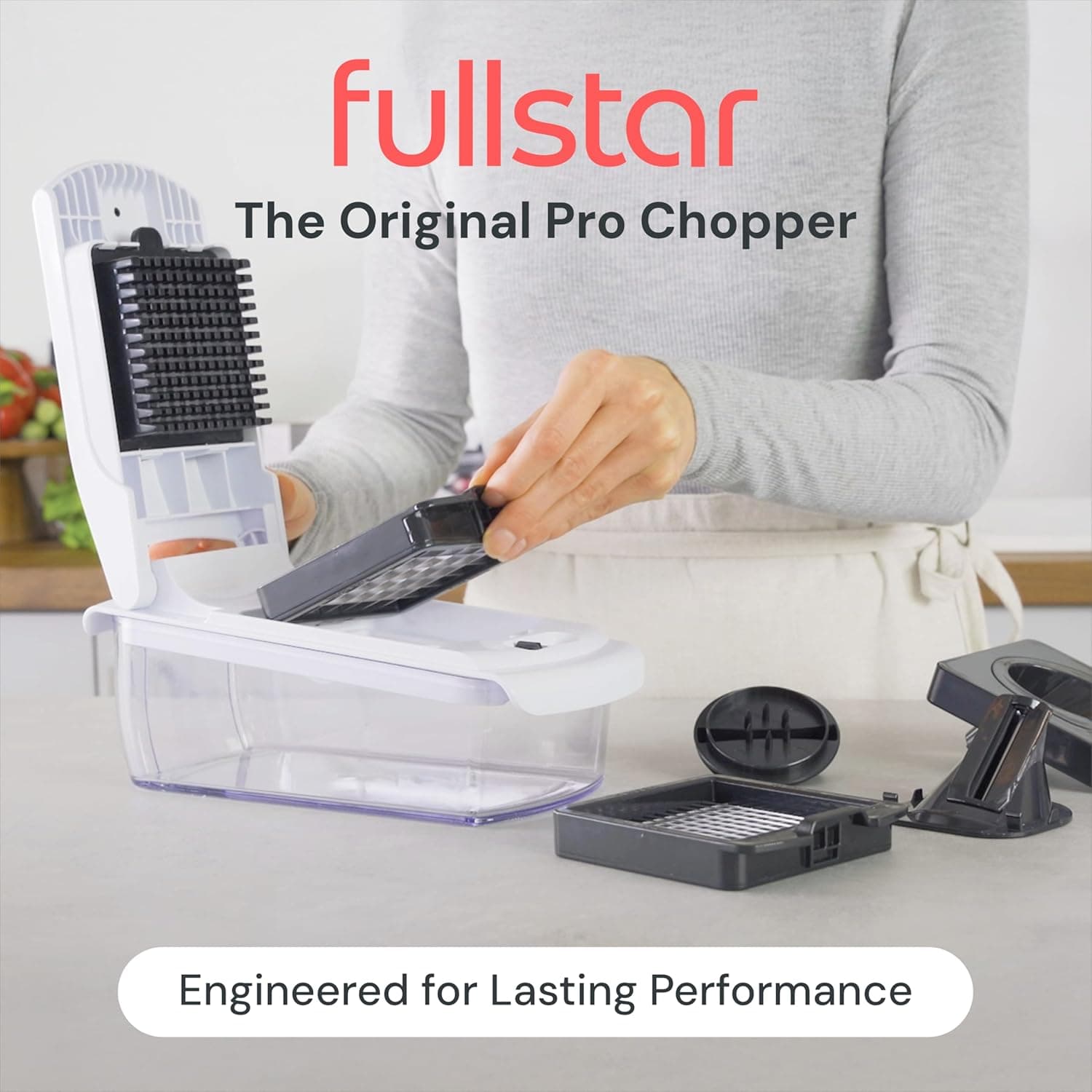 Fullstar The Original Pro Chopper - Vegetable Chopper and Spiralizer, Food Chopper with Container, Fruit Slicer, Kitchen Gadgets & Gifts, Home Essentials (4 in 1, White) 4 in 1 White - Image 3