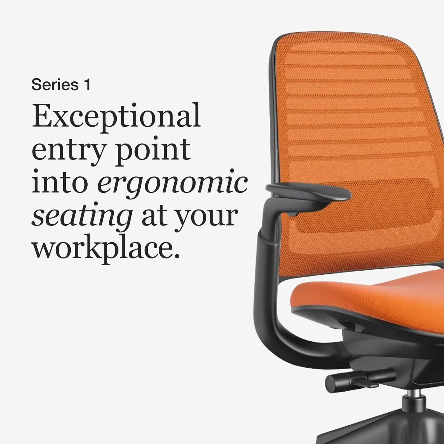 Steelcase Series 1 Office Chair - Ergonomic Work Chair with Wheels for Hard Flooring - Helps Support Productivity - Weight-Activated Controls, Back & Arm Support - Easy Assembly - Tangerine Tangerine Hard Floor Casters Chair - Image 5