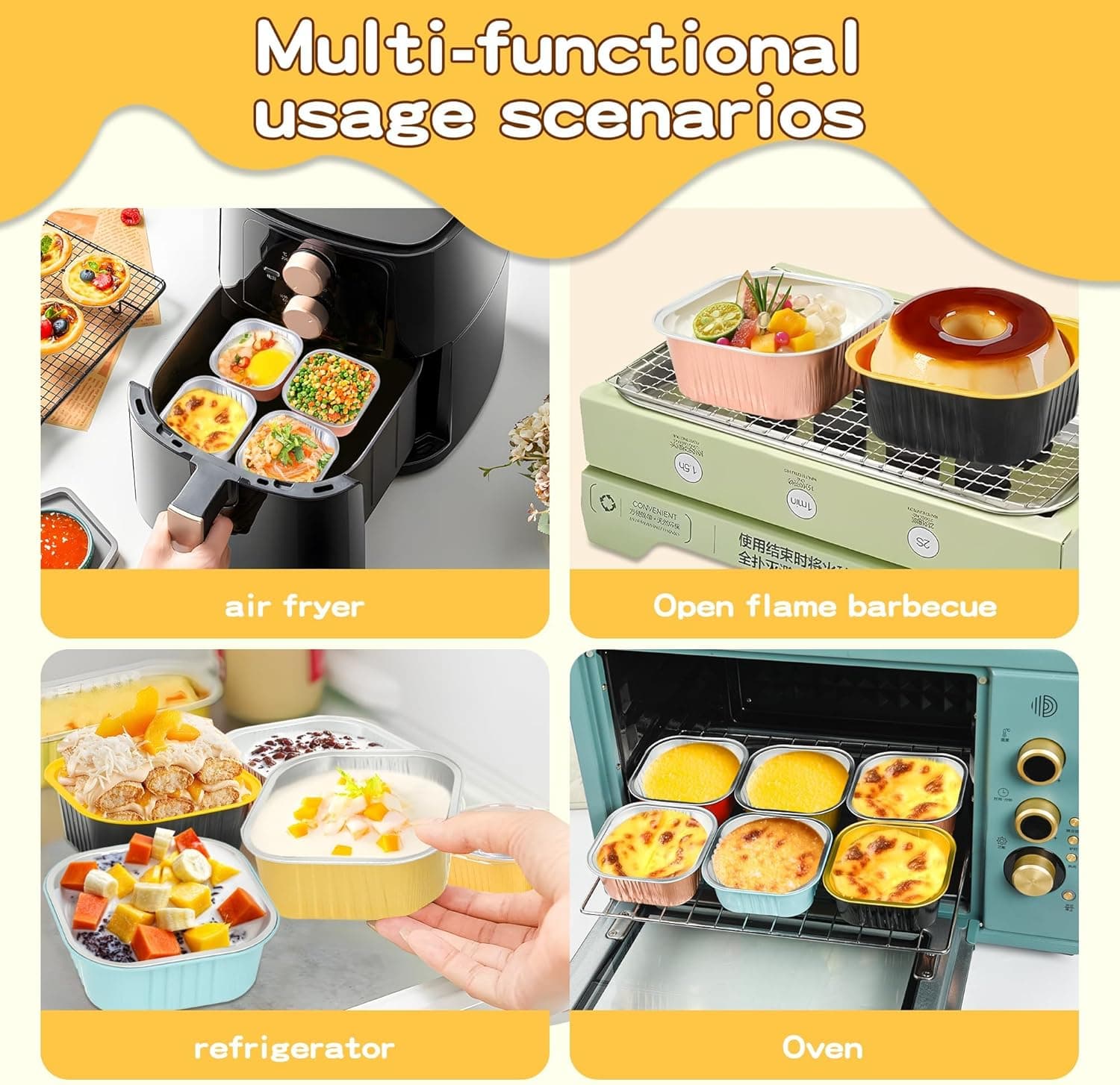 40 Pack Mini Cake Pans with Lids, 5oz Square Aluminum Foil Brownie Baking Cups, Muffin Tin Ramekins, Disposable Dessert Cupcake Cups for Wedding Birthday Party, Gold - Image 6