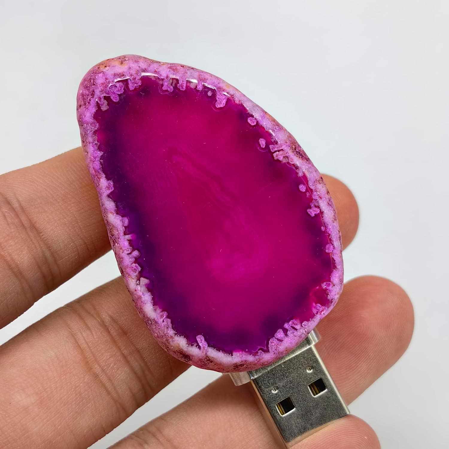 Agate Crystal USB Night Light - Unique Home Decor Hallway Lamp with Crystal Design - Perfect Nightlight for Toilet, Kitchen, and Bedroom (purple agate) - Image 5