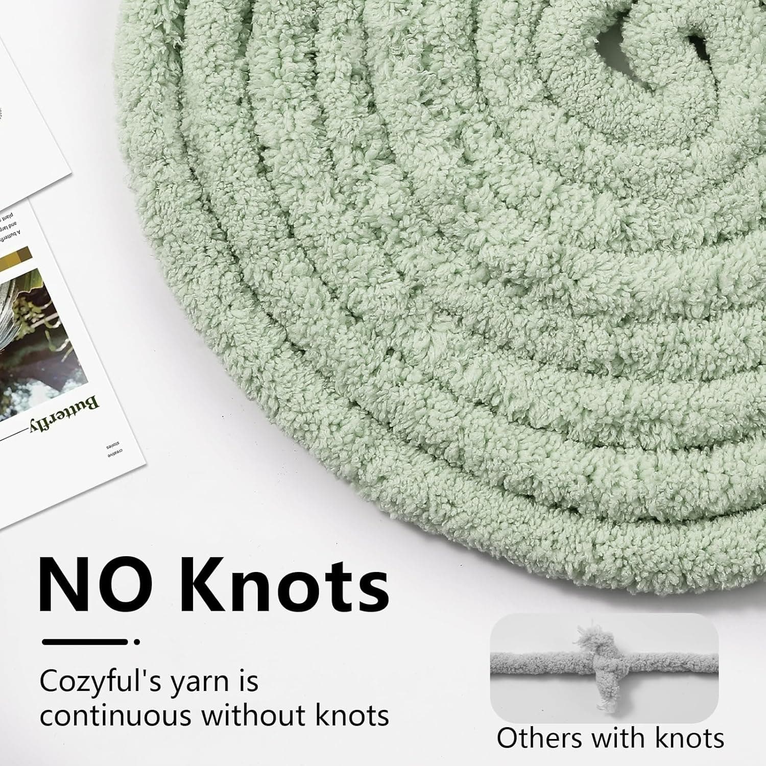 Chunky Yarn for Hand Knitting - #10 Chunky Chenille Yarn, Jumbo Big Thick Chunky Yarns for Crocheting, Super Bulky Chunky Knit Blanket Yarns, 8 Skein (25 yds 8 oz Each Skein), Sage Green 8 Pack Sage Green - Image 5