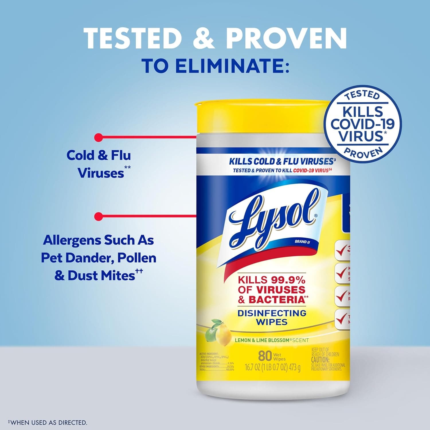 Lysol 消毒湿巾套装，家居公寓宿舍必备清洁用品，通用清洁剂，多表面清洁湿巾，多种香味消毒湿巾套装，80片（4包） - Image 4