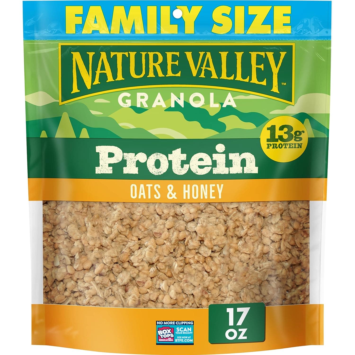 Amazon.com : Nature Valley Oats & Honey Protein Granola, Family Size, 17 oz | 50% More Than 11 oz Pouch, 13g Protein & 33g Whole Grain per Serving, Good Source of Fiber : Everything Else