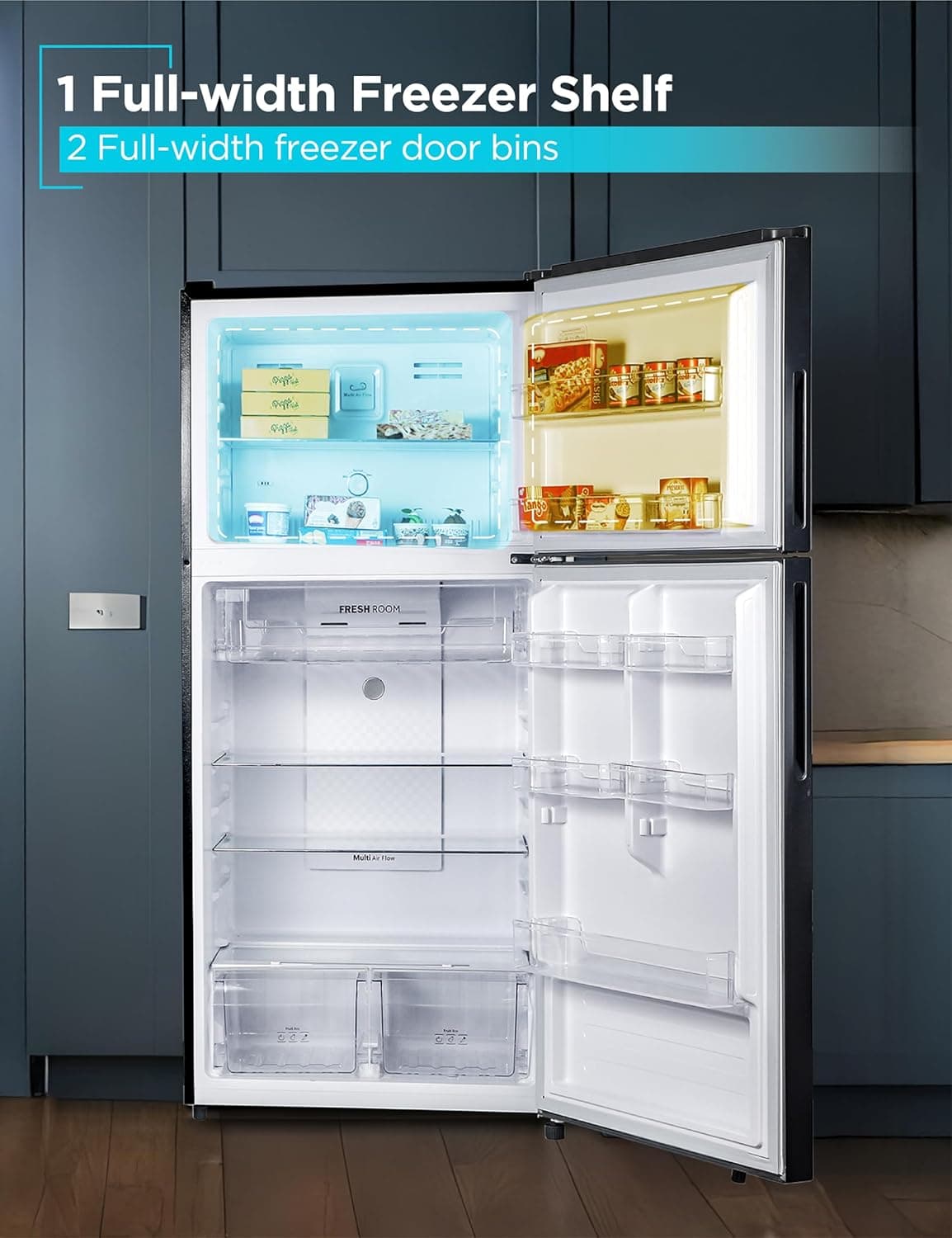 BLACK+DECKER Refrigerador de 16.4 Pies Cúbicos con Congelador Superior, Refrigerador de 2 Puertas con Controles de Temperatura Separados, Descongelación Automática, Electrodoméstico de Cocina de Tamaño Completo para Hogares y Apartamentos, BR1640KB, Negro - Image 5